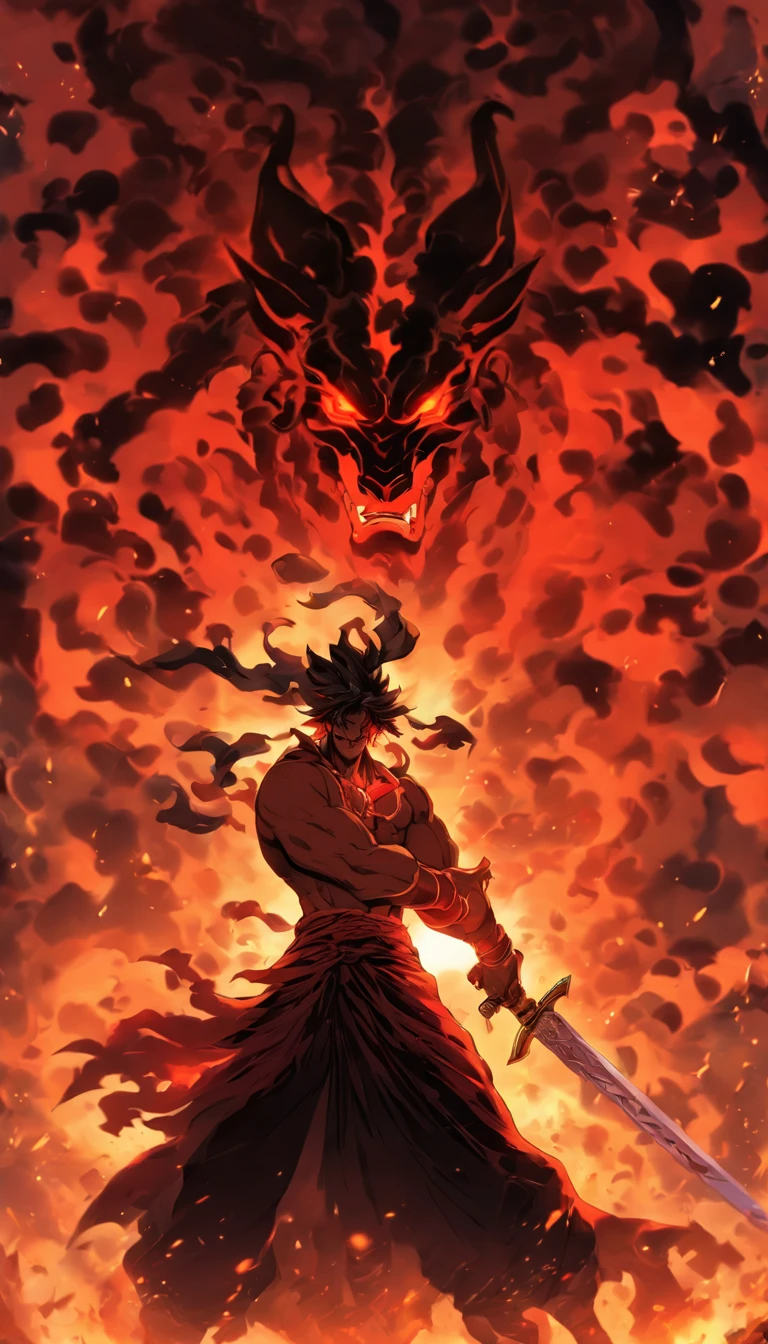 a drawing of a man with a sword in his hand, male devil shaped with white horns, djinn man male demon, white horned demon, djinn hybrid demon man, human male demon, demon berserker, muscular humanoid balrog demon, man male demon, the former demon king, danhausen, o deus hades, furious god anubis
