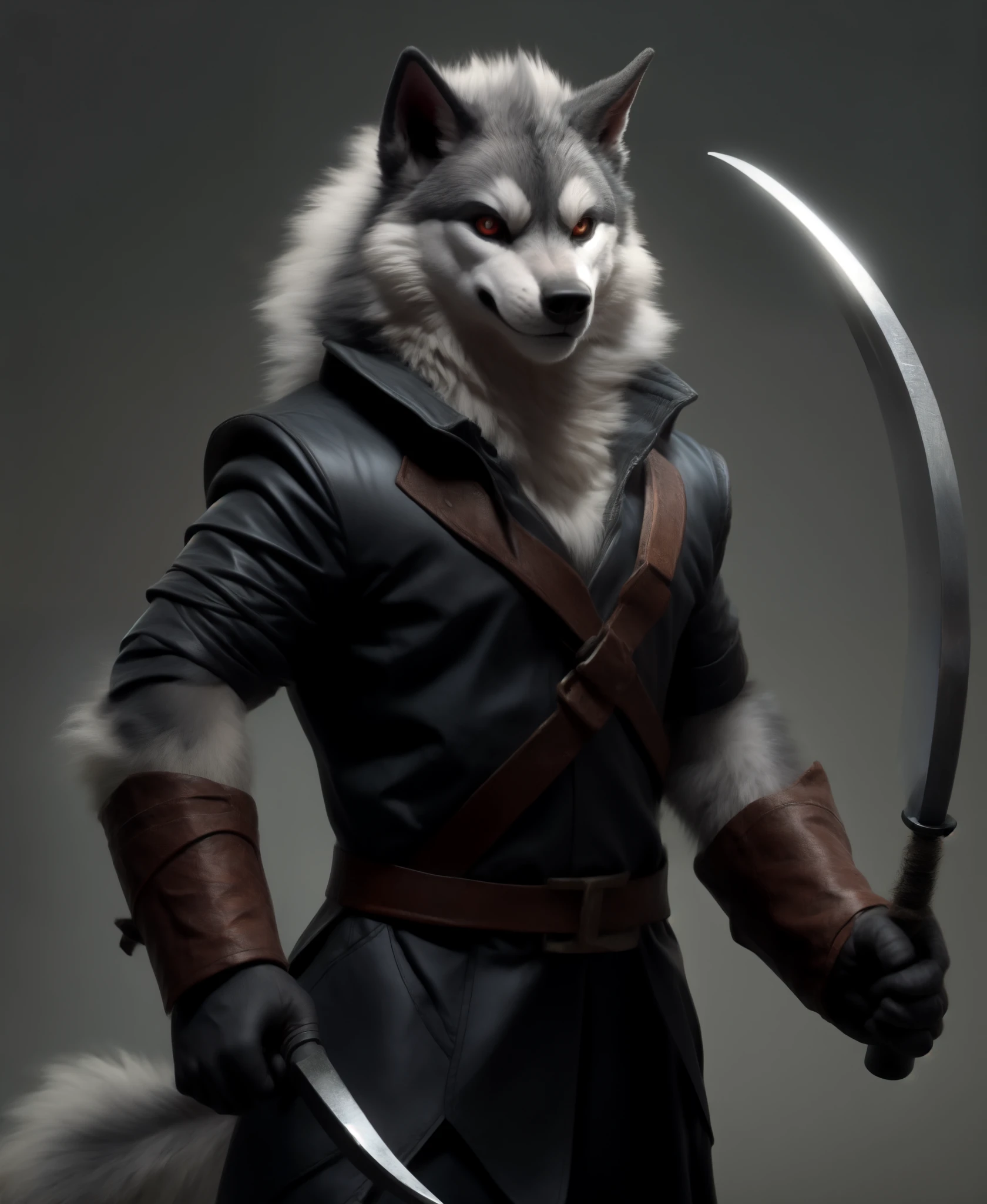 deathwolf, holding sickle weapons,BREAK,