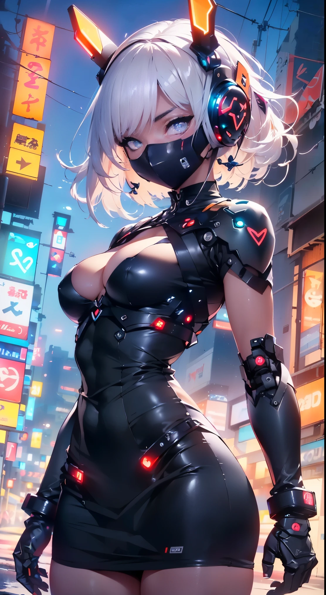 (((girl robot))),Assalto, Itrobo2022, 1 garota,robot,humanoid robot,robot joints,joints,black robot helmet,armadura preta,head-mounted display,humanoid robot,white robot joints,caolho,white joints,sem humanos,((armadura preta)),quadris largos,curved,mechanical arms,placa da virilha,Science fiction,Post-apocalypse,fora,seios grandes:1.4,
Reelmech,ciborgue girl,(ciborgue girl:1.5),
Android,((mechanical robot girl)),
(((boneca))),((((pele negra,boneca joints:1.5,mechanical hands:1.5,armadura pretaed dress,bobinas de tesla,mechanical boneca:1.5,Body of a machine,black metallic skin,Ball articulation,no facial features,ciborgue:1.5,robotic parts,robot)))),(((pele brilhante:1.5,plastic glitter skin,pele brilhante exagerada,pele iluminada))),(Mechanical joints: 1.4,mechanical members),
lote de rgb,(spider lower abdomen),
(((NSFW))),
capacete preto da motocicleta,(wearing head-mounted display that is chunky and hi-tech with neon lights:1.2),logotipos corporativos,capacete preto completo,sem rosto,corpo negro,pele negra,black robotic body,((((Technological face mask,cyber_Jawless, black mask)))),
(Dynamic Posture:1.0),foco apenas,envergonhado,(centrado,scale to fit dimensions,Rule of Thirds),
cyberpunk city by the sea at night, with glowing neon signs and dark stormy clouds and puddles,
high resolution, sharp focus, (ultra detalhado, extremamente detalhado), (arte fotorrealista:1.37), Papel de parede 8k,((Tema de fundo synthwave)),(((cores vibrantes,))),(Intricado),obra de arte,(melhor qualidade),cores synthwave neon,