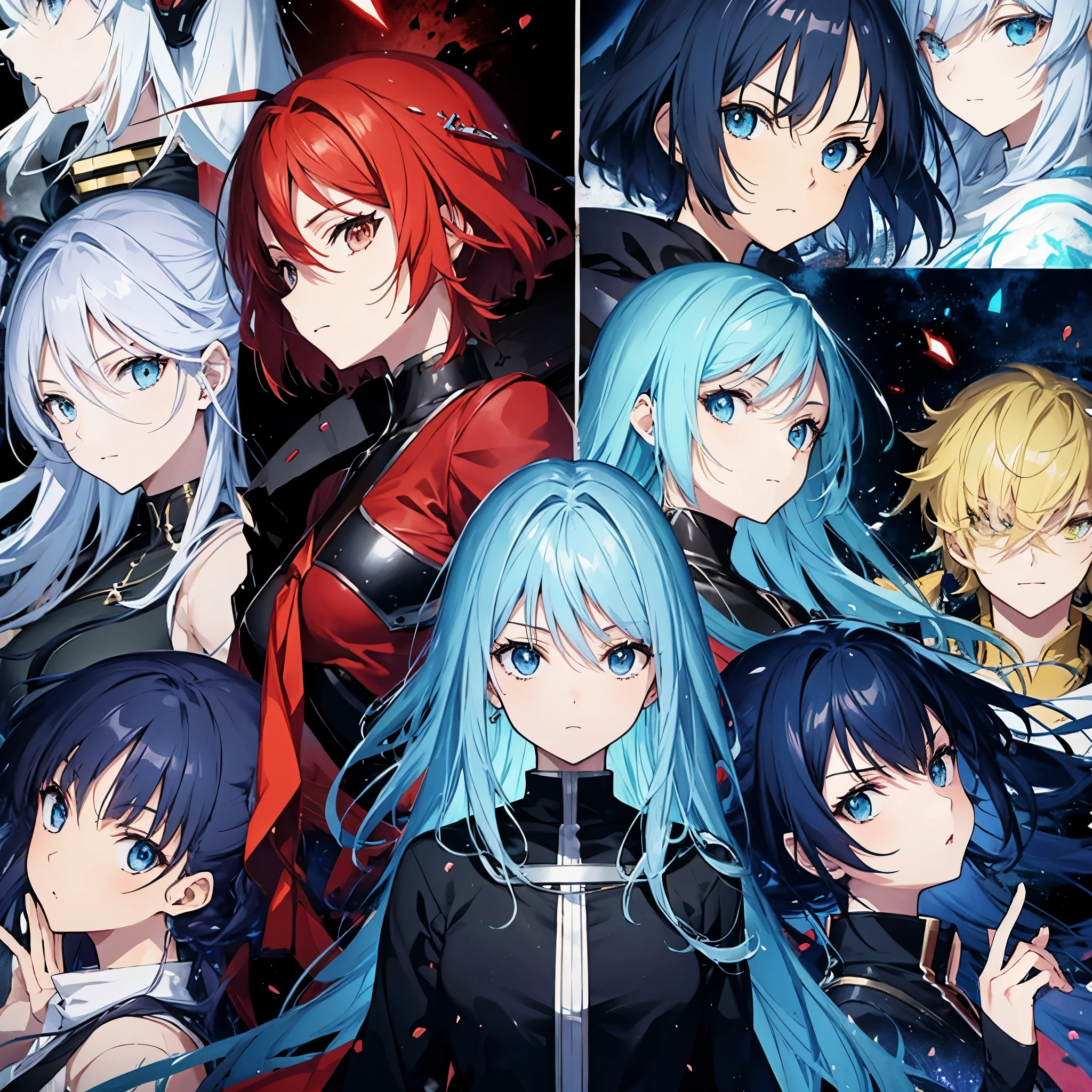 split image of multiple anime characters, cool, epic, beautiful