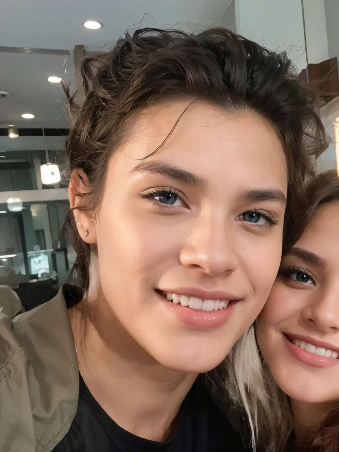 Pelo negro ojos azules
