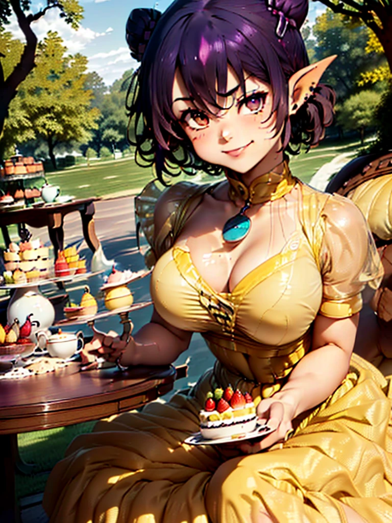 gran calidad ++ Extremely detailed high resolutionolution, muy estetico, ojos expresivos, (((cara perfecta))), (((symmetrical face))), ((buena anatomia)), (((manos perfectas))), (((8k))), HD, Fondo de pantalla HD, (((alta calidra detallada, (((((1 chica))))), solamente, Obra maestra, La mejor calidad, high resolution, Altamente detallado, (illustration), hermosos ojos detallados, ((((Date A Live)))), (((Yatogami tohka))), (((pelo largo))), (((((pelo ciruela oscuro))))), (((- Ojos Indigo))), (((ama de casa muy maquillada))), (((vestido de ama de casa))), (((Stepford))), (((Stepfordized))), (((Vestido morado))), lunares blancos en el vestido, guantes largos, guantes de codo, Cabello recogido, topknot, (((ojos hipnotizados))), pendientes, Sonrisa, dichoso, feliz, wearing lipstick, Usando maquillaje, delineador de ojos morado, rubor, Imagen alta, cabello alto, Pechos grandes, small waist, mirando al espectador, ojos arremolinados, labios grandes, labios gruesos, Hair in bun, Cabello recogido, collar, vestido apretado, ojos arremolinados, (((ojos hipnotizados))), ((((Milfication)))), (((Milfication))), (((gigantic breasts))), ((((lamia)))), ((((monster girl)))), Imagen alta, cintura delgada, lindo, Lateral angle, Pupilas grandes, Boca abierta, fondo de la casa, Center Angle, Peinado de colmena, (((fondo de la casa))), ((((Center Angle)))), (((((mujer madura))))), (((((Milficación))))), (((Sonrisa))), (((bosque))), (((arbol grande))), (((table with desserts and tea))), (((tea party))), (((Sitting at a tea party))), ((((yellow dress)))),
