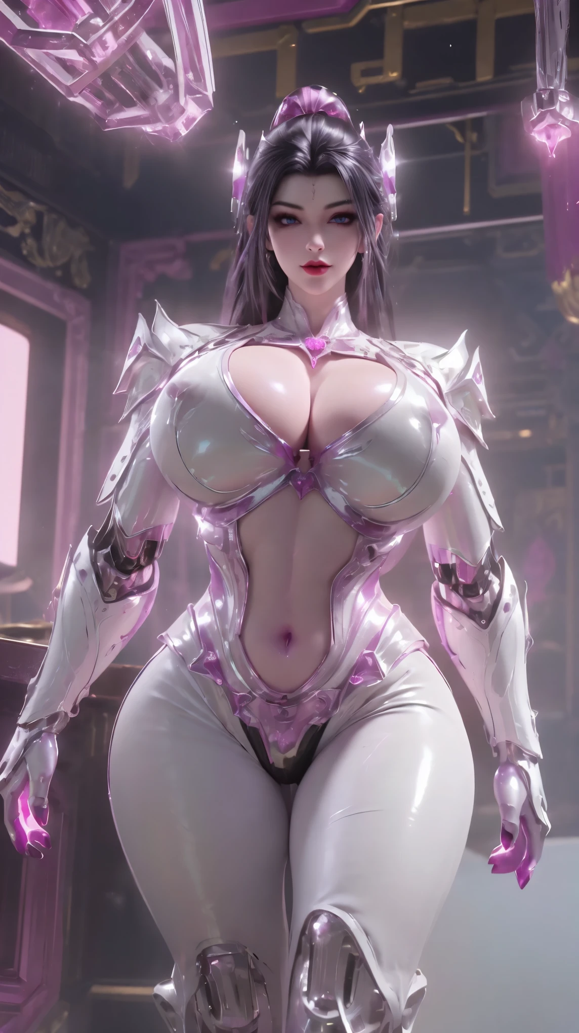 ((Nsfw:1.7,)),A MILF,TRAIT,UPPER BODY,SOLO,(BEAUTY PURPLE HAIR, GOLD DRAGON HORN), (MASSIVE FAKE BOOBIES,C TOP,MUS1.5), (((LED MAGENTA, WHITE, BLACK) SHINY ROBOT MECHANICAL SEXY SKIMPY OUTFIT:1.5))URVY VOLUPTUOUS BODY MATURE WOMAN:1.5), (SWEATY BODYSKIN:1.5), (LOOKING AT VIEWER:1.5),(BACKGROUND FUTURISTIC SPACE STATION:1), (PHOTOREALSITIC:1.4), (ULTRA-DETAILLIERT), (TOP-QUALITY), (BEST SHADOWS), BRIGHT LIGHT IN ROOM, HYPER TEXTURE, (4X MSAA), ((UNREAL ENGINE 5 RENDER)), PHYSICALLY-BASED RENDERING, ULTRA HIGHT DEFINITION, 16K, 1080P.