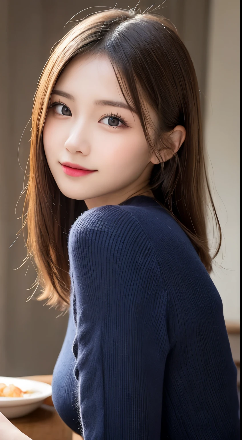 table top, highest quality, shape, Super detailed, finely, High resolution, 8k wallpaper, 完璧なダイナミックな構shape, beautiful and detailed eyes, winter dress,medium hair, small breasts, natural color lip, random sexy pose,smile,、20 year old girl、midnight、beautiful and detailed face、perfect and beautiful face,Big eyes、RAW photo、Spread your arms and legs wide apart、Express your best mood with your whole body、beautiful and detailed eyes、small face、beautiful duplex、slim face and style,blur the background