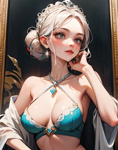 A painting of davinchi miss linda. Diosa griega.sexy buen cuerpo.