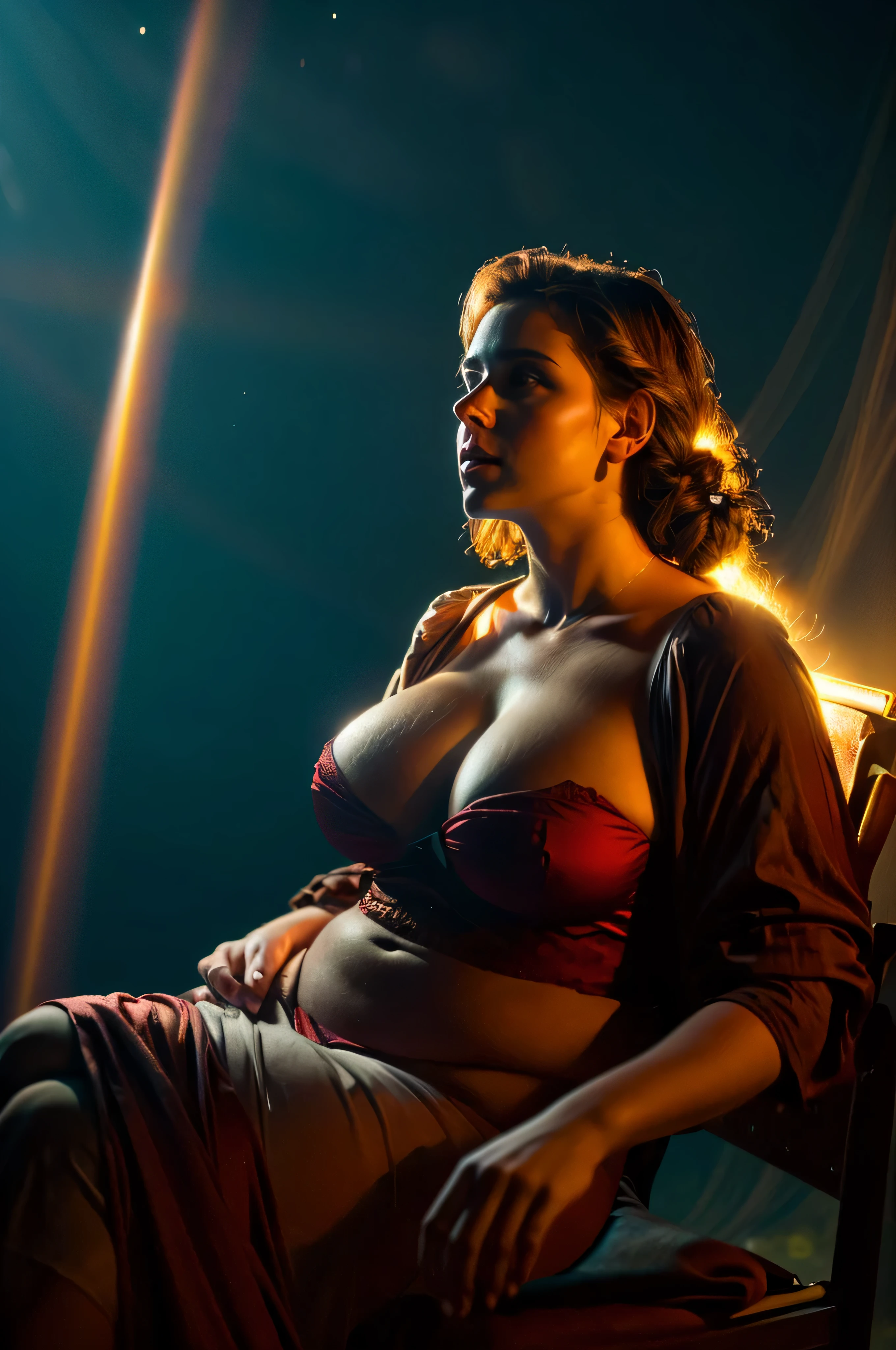 masterpiece, intricate detail, a close up of (a big heavy woman with large breasts dressed as a brown bear: 1,9), in a atmospheric portrait, (sitting underwater on a chair in circuspants, holding a WWII sea mine on a chain like a balloon: 1,7), underwater in an ocean, (airbubbles, seaweeds, fish, corals, sunlight beams: 1,8) evening light, full body photography, by Alexander Mann, by Thomas Bock, by Matthias Weischer, mysterious portrait, a still of an ethereal, inspired by Katia Chausheva, thick dust and red tones and highlights, inspired by Emma Andijewska, by Antoni Pitxot, mysterious animal
