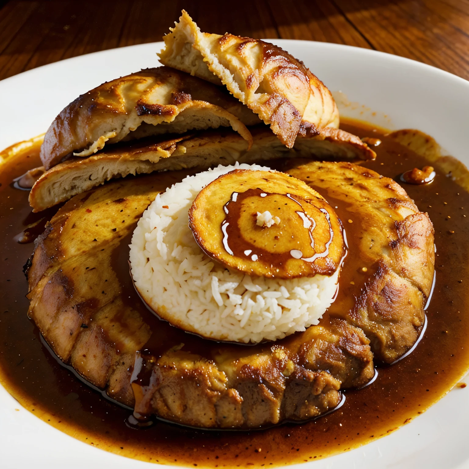 ayam sayap dengan lumuran saus spicy honey, dengan tempat saji wakul oval dan dialasi oleh kertas roti