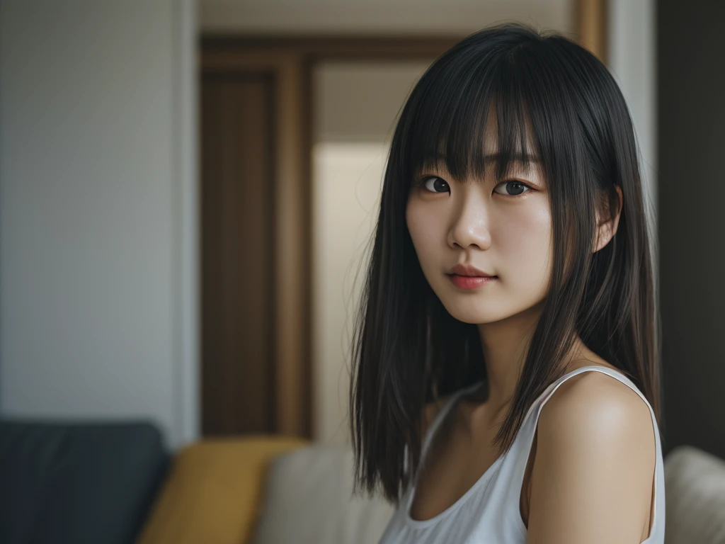 一个亚洲儿童小美女,Realistic, RAW photo, dslr, soft lighting, film grain, Fujifilm XT3, Screen Space Refraction, high detailed skin, natural skin texture,摄影师川内凛子 (Rinko kawauchi) ,16K,8K,超高清16K