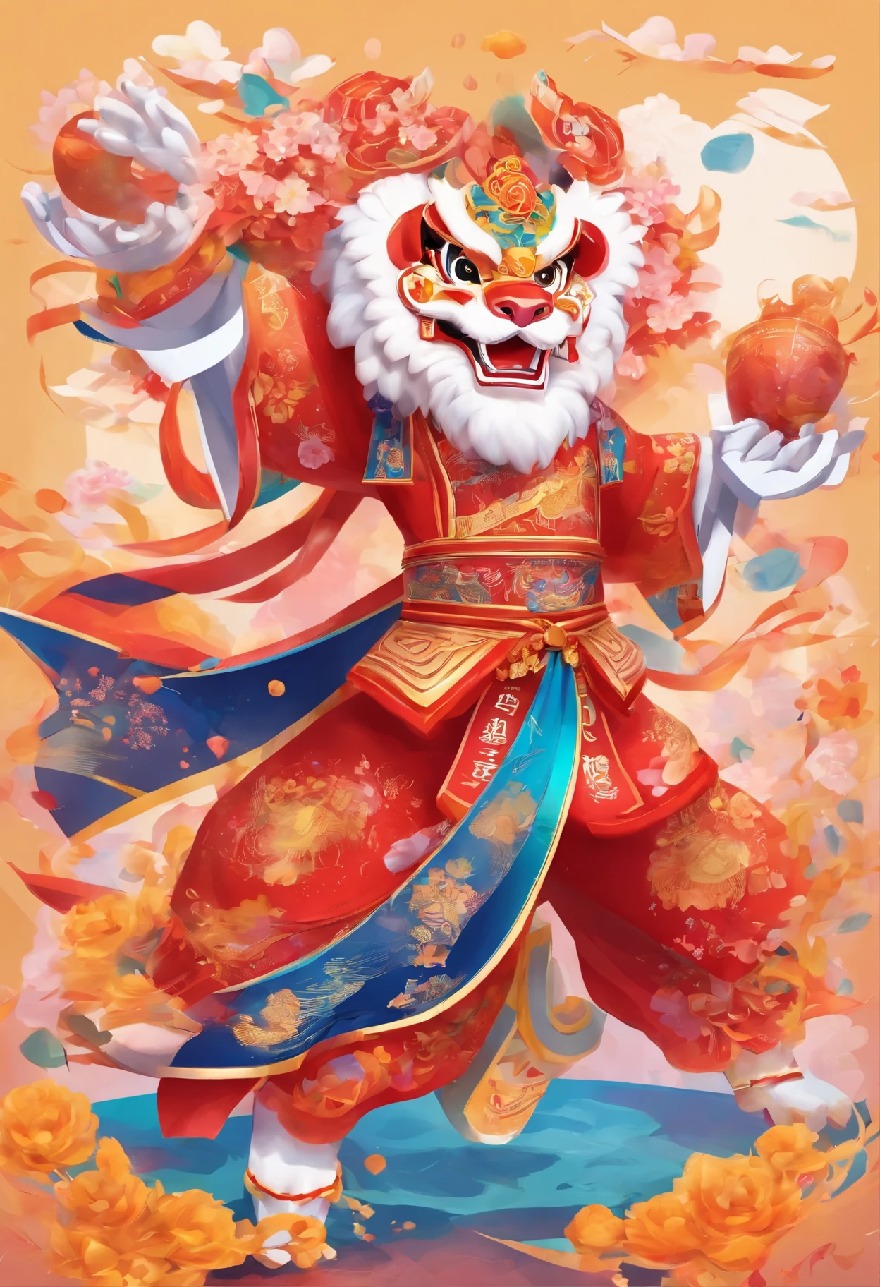 Cute little girl wearing red Hanfu，chinese princess，beautiful figure painting，Chinese fantasy，Detailed digital animation art，8k，High quality artistic details，big eyes，Smile，Confident Chinese girl，sit cross-legged，，facing forward，Smile着，all heights