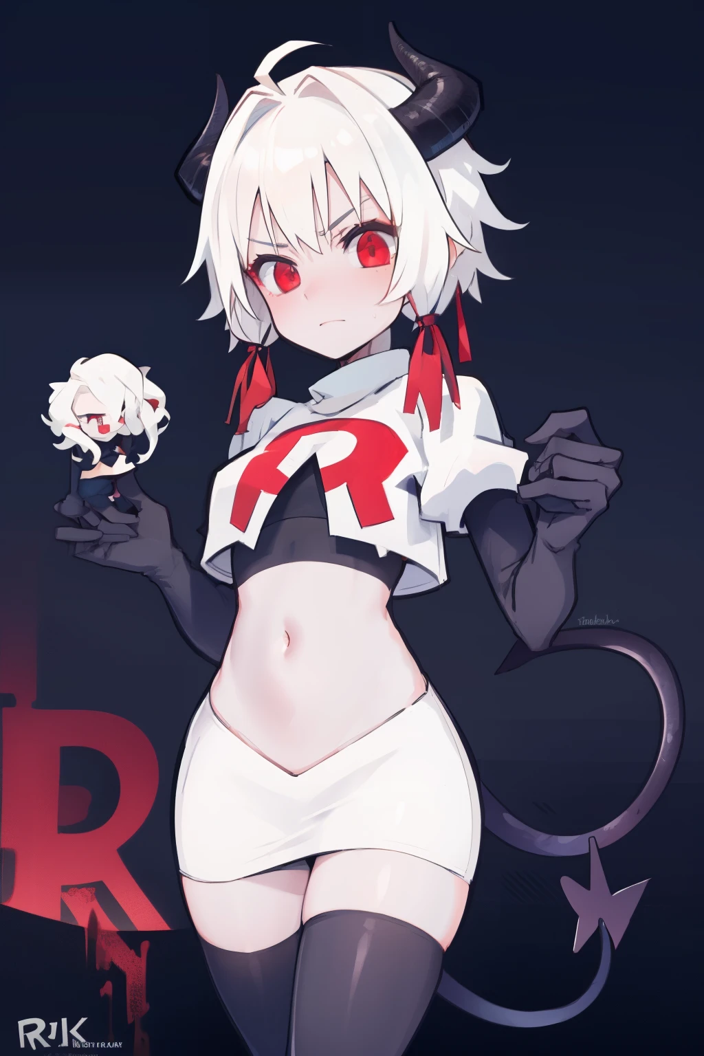 anime girl with horns and a tank top with a red background, oni horns, anime monster girl, satan daughter, in an anime style, kantai collection style, mika kurai demon, demon girl, konachan, white horns queen demon, demon anime girl, marin kitagawa fanart, octan, in anime style, with horns, shikamimi