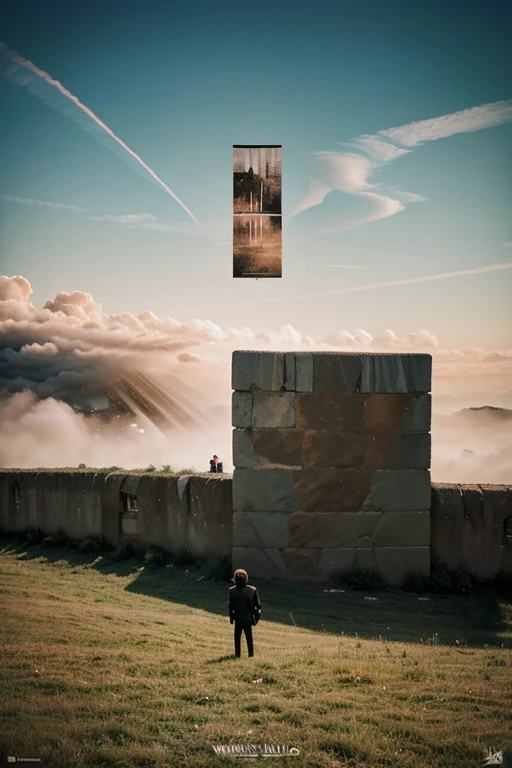 a movie poster illustration focused exclusively on Pink Floyd's 'The Wall'. The scene must portray iconic elements from the album in a surreal and symbolic way, como o muro e imagens representativas. utilizing an aesthetic that captures the unique essence of 'The Wall', sem texto, em vetor