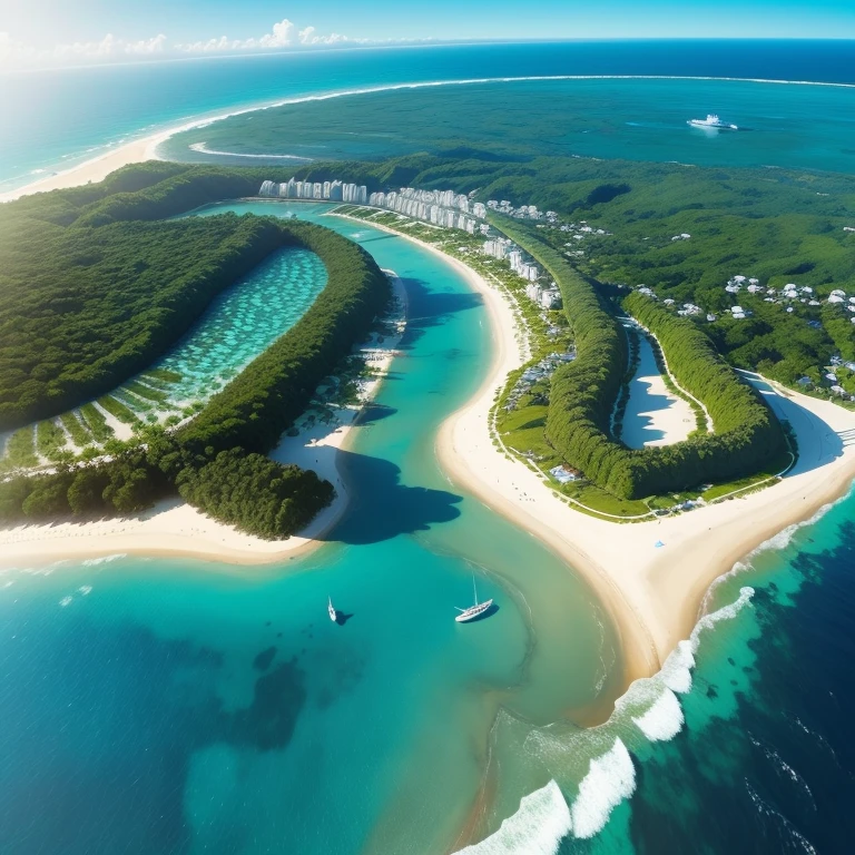 A ilha Emeraud com suas praias paradisiacas e florestas exoticas,lar dos elfos nobres no meio do oceano do infinito