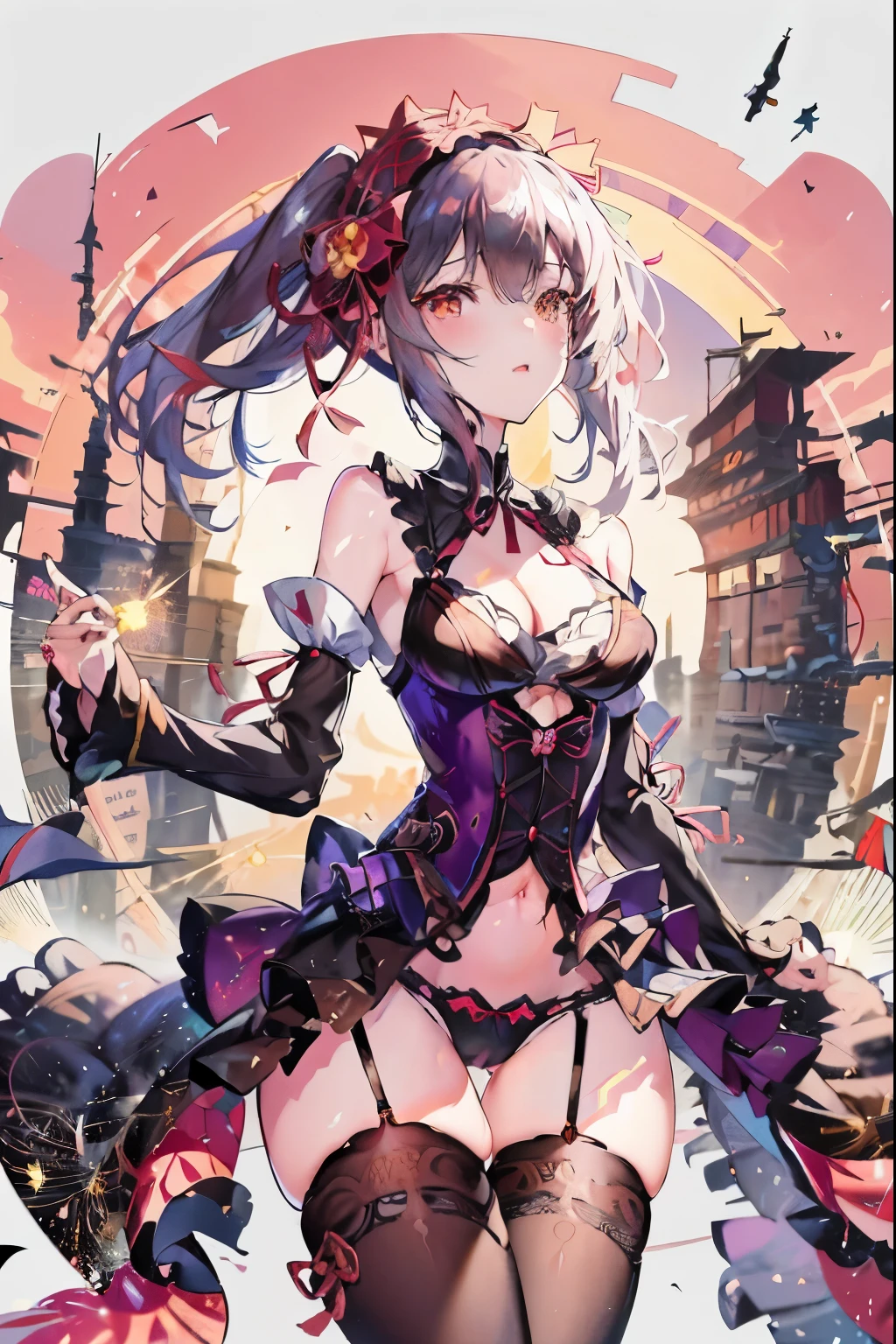 anime - style image of a woman in a corset and stockings, seductive anime girl, guweiz on pixiv artstation, guweiz on artstation pixiv, beautiful alluring anime woman, trending on artstation pixiv, guweiz, small curvy , digital art on pixiv, top rated on pixiv, pixiv 3dcg