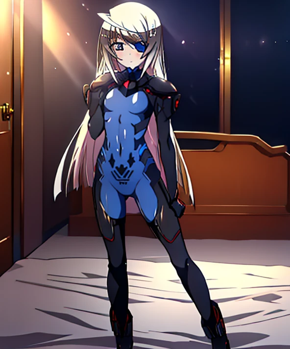 highest quality,sleep on your back in bed，Crab crotch，show me your boots，thigh high boots，leotardチラ見せ，glove，elegant, 1 girl, leotard，body suit，cute, blushed, looking at the viewer, from below, prison，blue eyes, beautiful eyes, beautiful background, particles of light, Light of the sun, dramatic lighting, outside, shiny, realistic, table top, highest quality, Super detailed, get used to it, scenery, beautiful and detailed eyes, thin hair，full body shot，