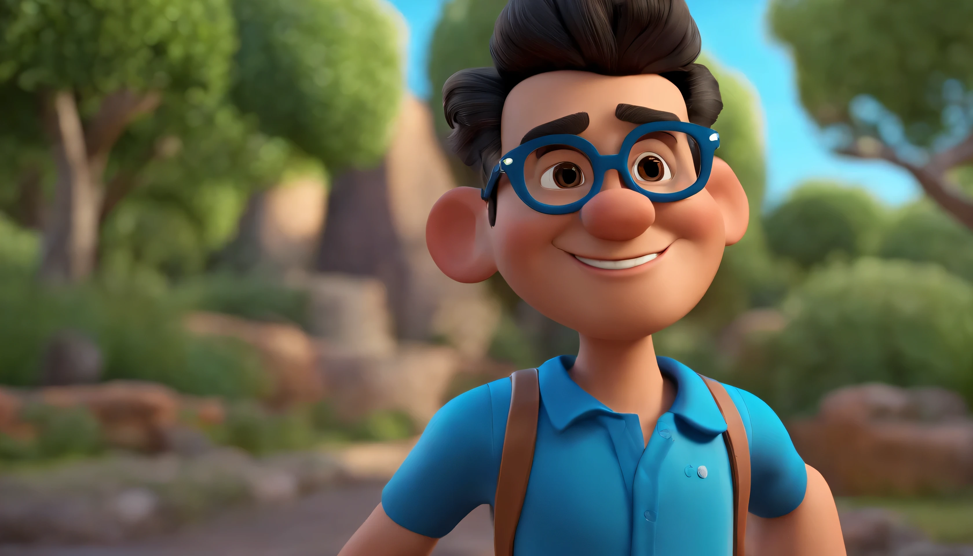 
Personagem animado com ultra-detalhado, cinematic resources: a man wearing stylish black glasses and a vibrant blue shirt. This stylized animated character is meticulously created in 3D, employing Arnold Maya for rendering, featuring a distinct animation style. Toon-rendered snapshots highlight the character&#39;s intricate design, incorporating the essence of 3D animation with a touch of Pixar&#39;s signature style. A obra de arte, avaliado em 1.2, possui qualidade superior, accentuating detailed skin and textures at 8K resolution. The composition includes a bokeh effect, reminiscent of cinematic brilliance, enquanto o personagem, em uma pose de close-up, displays a dynamic presence, creating a captivating visual experience.