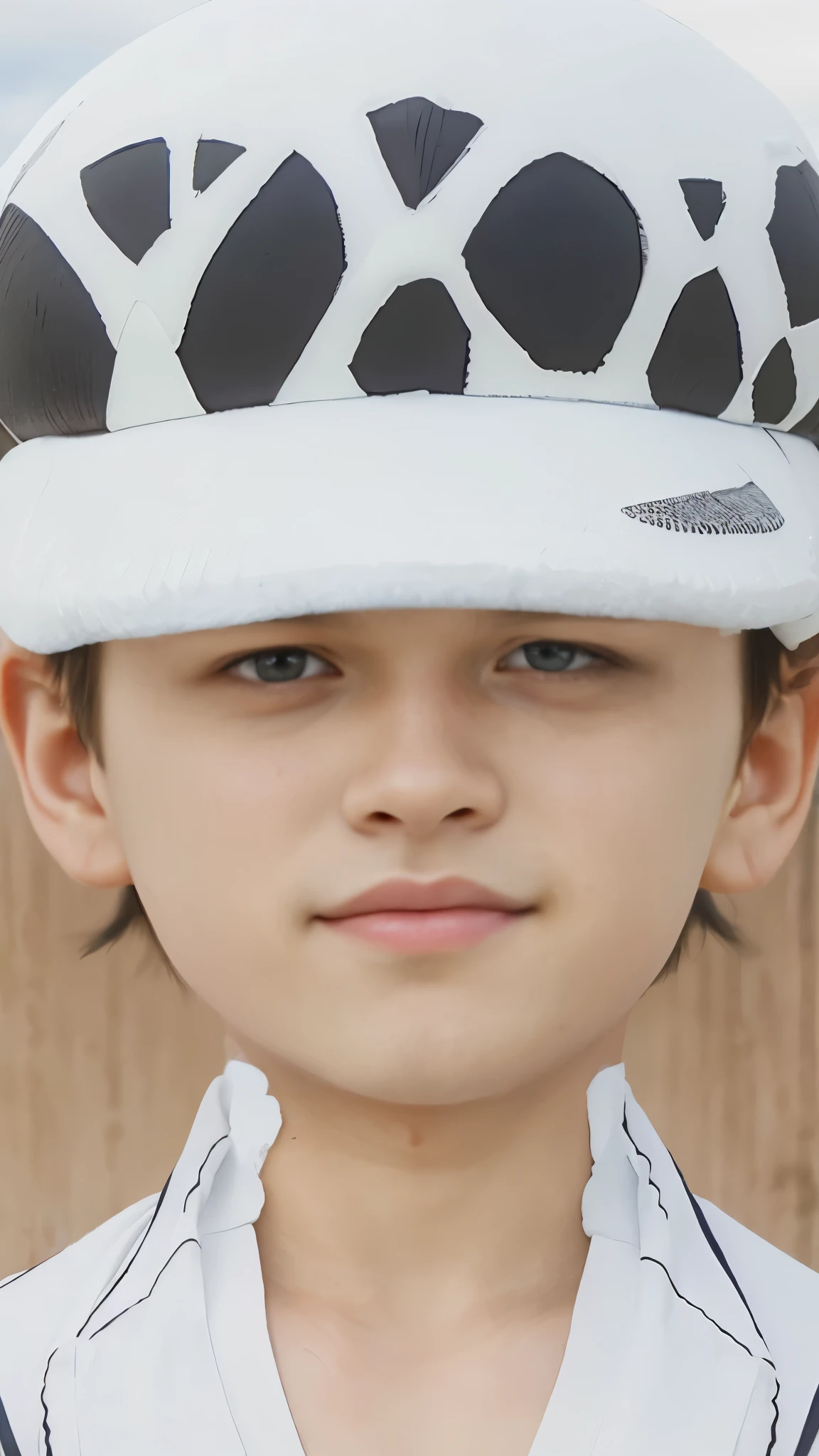 (masterpiece), (realistic), (ultra detailed), ( high reest quality), (photorealistic), (perfect face), (perfect anatomy), ???, male, solo, muscular, (((10 years old))), Trafalgar D. Water Law from one piece, Trafalgar D. Water Law, one piece