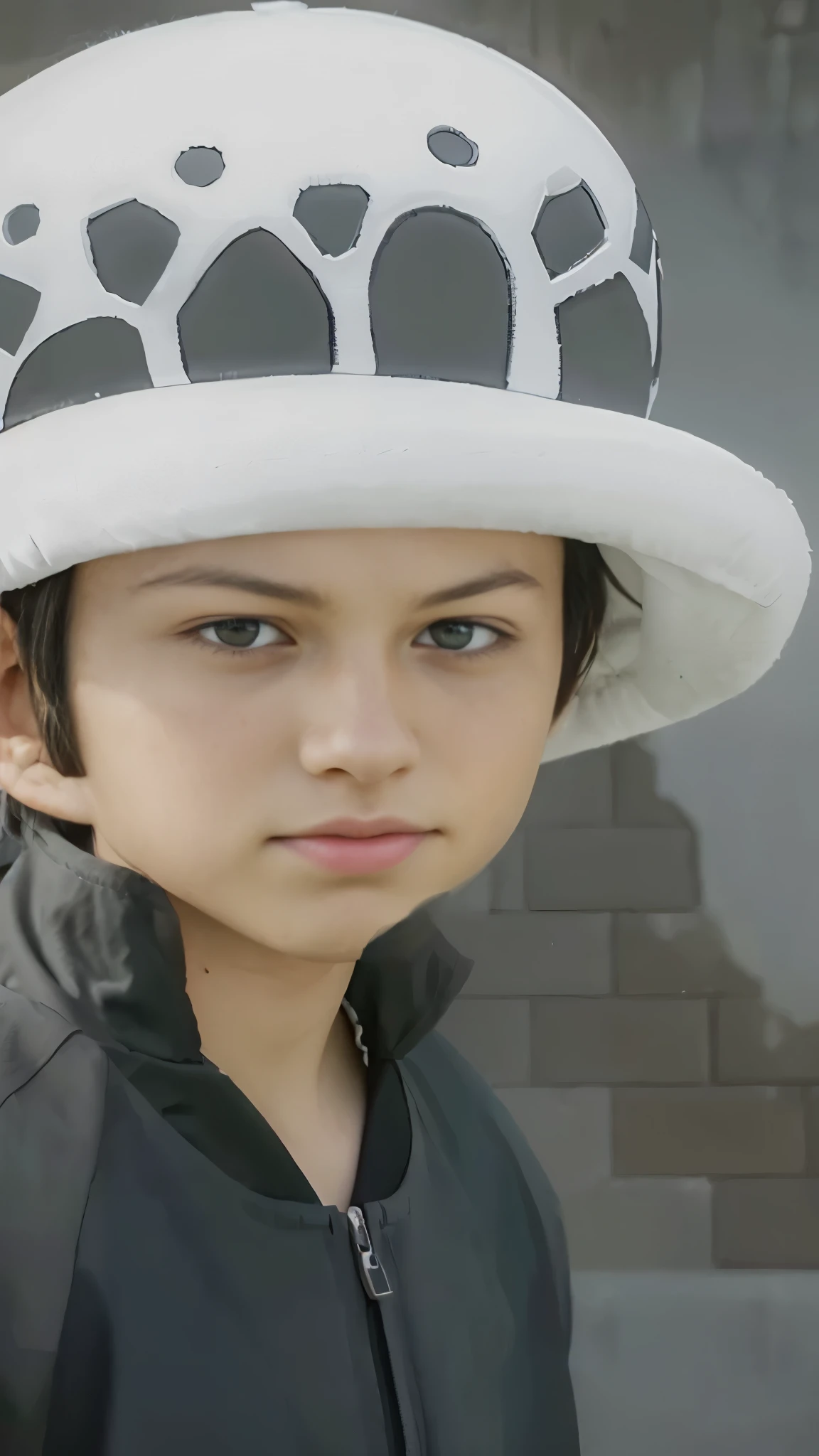 (masterpiece), (realistic), (ultra detailed), ( high reest quality), (photorealistic), (perfect face), (perfect anatomy), kid, male, solo, muscular, (((13years old))), Trafalgar D. Water Law from one piece, Trafalgar D. Water Law, one piece