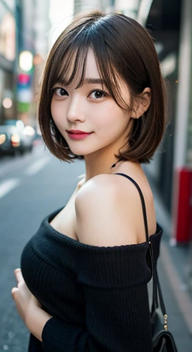 table top, highest quality, figure, super detailed, finely, High resolution, 8k wallpaper, 完璧なダイナミックな構figure, beautiful and fine eyes, ladies' fashion,very short hair,small breasts natural color lip, bold sexy pose,smile,Harajuku、20 year old girl、cute、sexy shot looking at camera、Random attire、random sexy pose