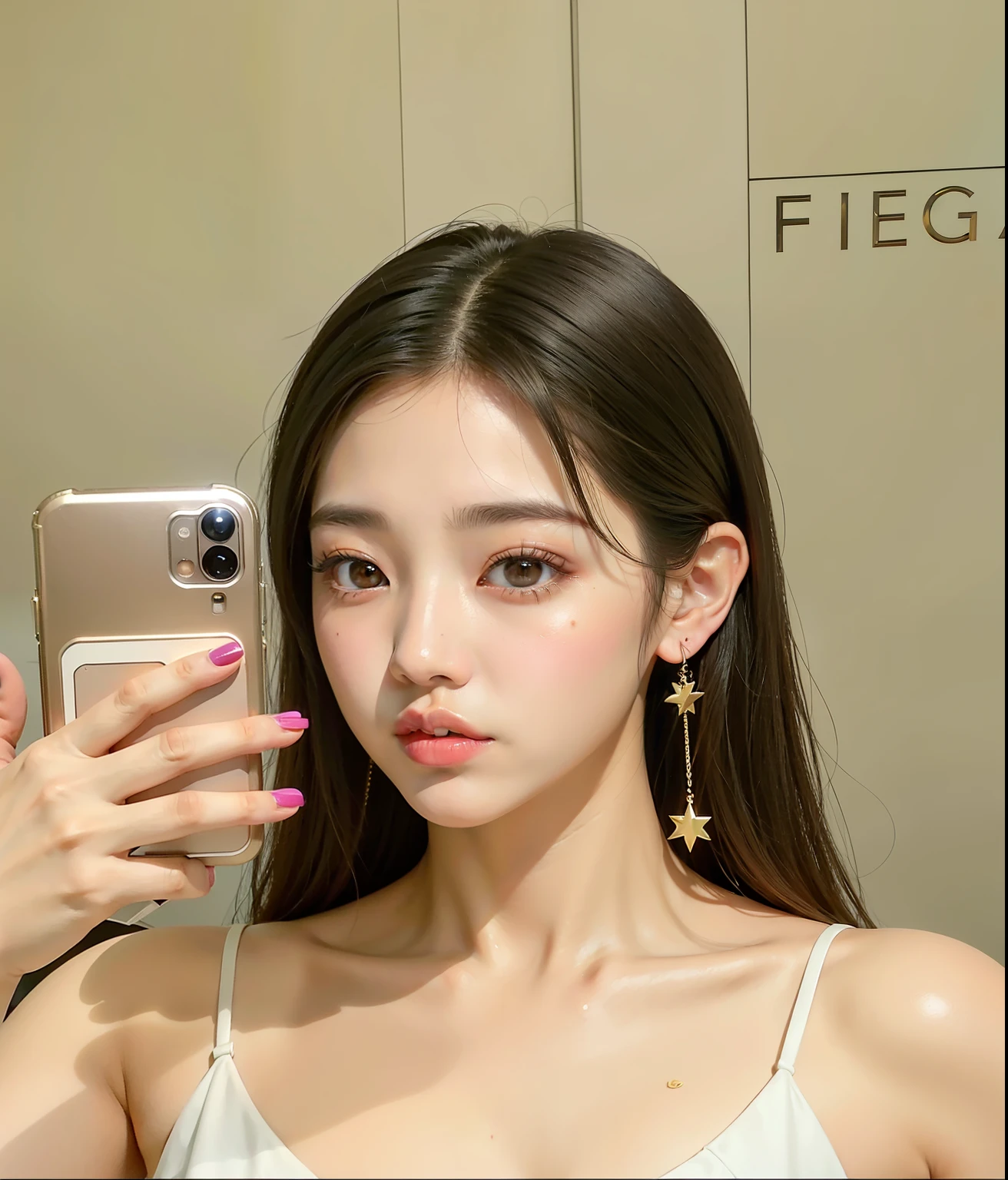 há uma mulher tirando uma selfie no espelho, Jinyoung Shin, jaeyeon nam, Ulzzang, long Brincos, Heonhwa Choe, Kim Doyoung, Lee Ji-eun, Lee Ji-eun, Brinco, taejune kim, Hwang se-é, retrato de jisoo blackpink, Brincos, jennie blackpink, Jisoo do Blackpink