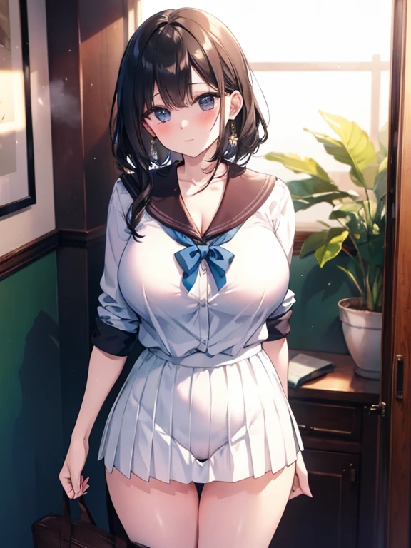 (masterpiece), mature girl, sexy,cleavage, posterior, floral lace undies, natural light, photorealistic, cameltoe, diffused light, depth of field, white skirt, steam, (lift skirt), (urination), lifelike,(gravure pose: 1.2)