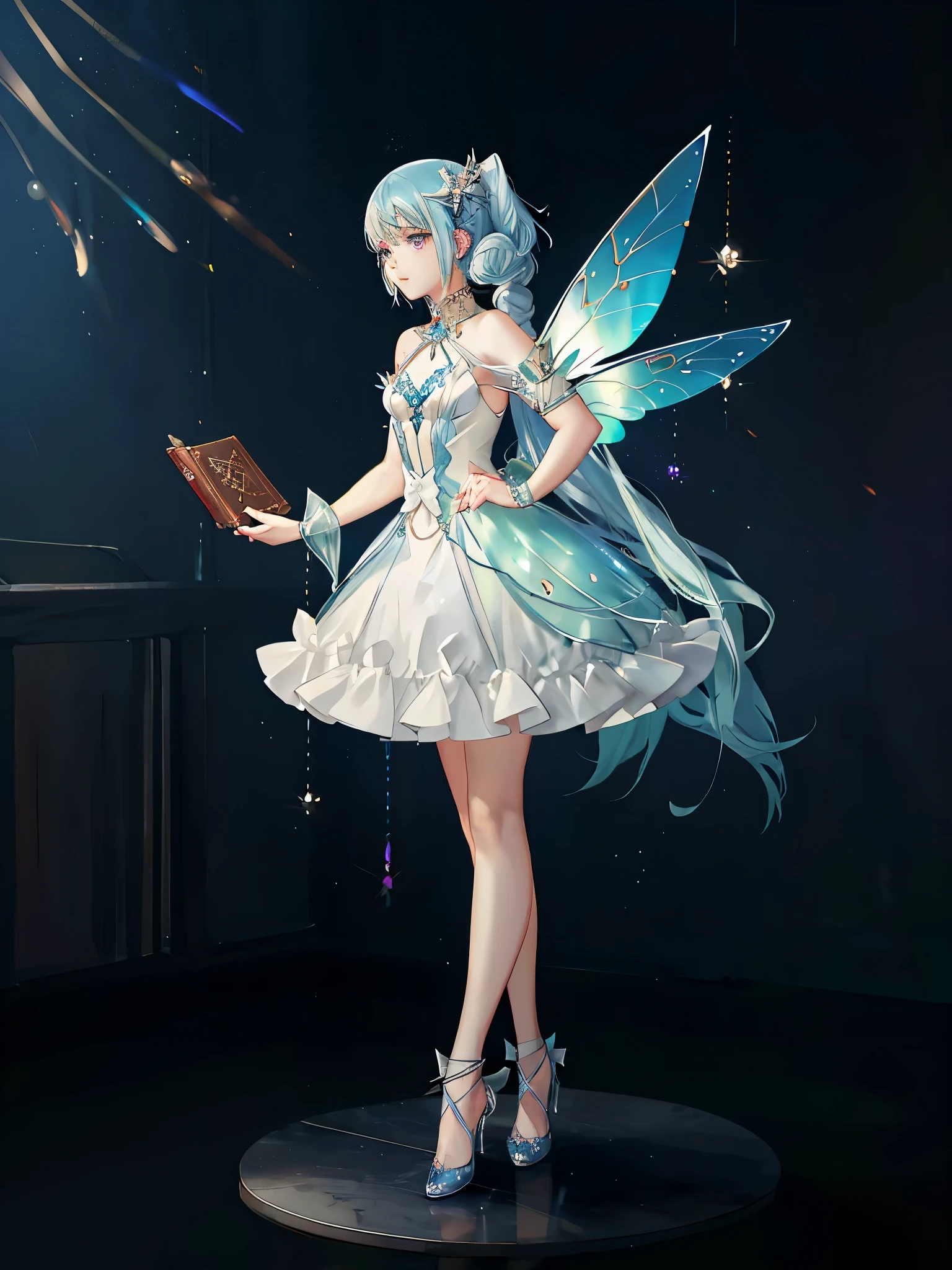 There is a woman wearing a white dress and blue wings, Stunning fairy 3d render, Beautiful adult fairy, beautiful fairy, beautiful fairy, fairy tale core, Astral Fairy, beautiful fairys, Fairies dance, fae age girl, Beautiful adult book fairy, Beautiful adult fairy queen, portrait of fairy, Stunning young and ethereal figure, portrait of fairy