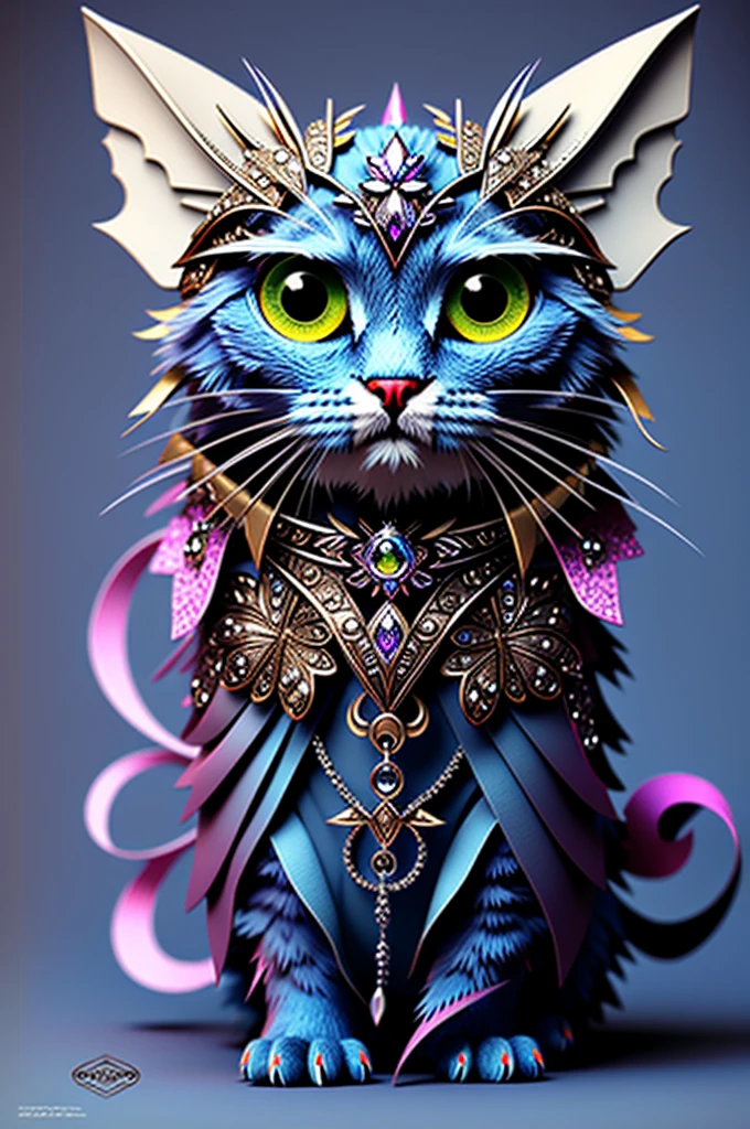 Fantz Monster Design, interesting, Super detailed, cute, butterfly, style silvermagic style cat,