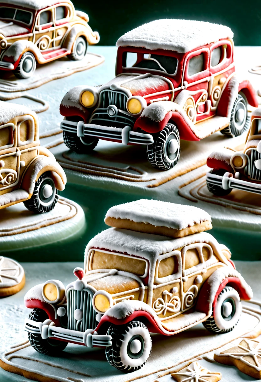 sugar cookie style, Cute vintage cars from the 1950s, Powdered sugar tire tracks