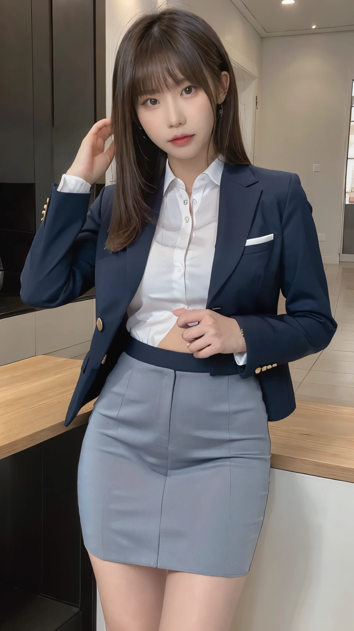 arafed asian woman in a suit posing at a desk, girl in a suit, girl in a suit, wearing a strict suit, wearing a tight suit, wearing a business suitいる, in a strict suit, 厳格なwearing a business suitいる, wearing a business suit, wearing a business suitいる, luxury suit, korean girl, in a suit, slim girl photo, tight clothing,super mini skirt,
