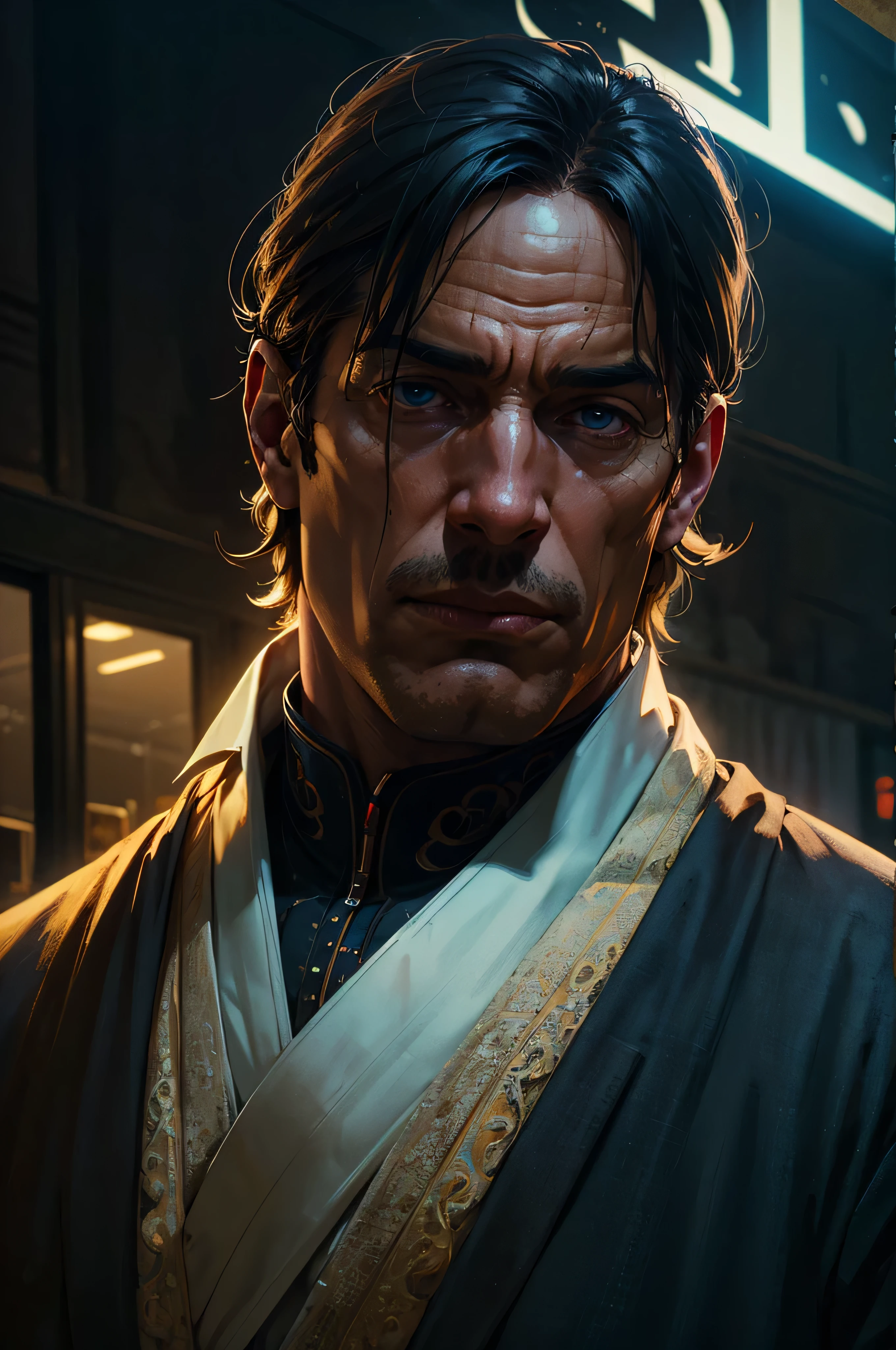 ((masterpiece, best quality, high quality, highres, ultra-detailed)), com rosto arranhado, em posição de poster de filme de ação, olhando para a diagonal, guerreiro
(cinematic look:1.4), soothing tones, insane details, intricate details, hyperdetailed, low contrast, soft cinematic light, dim colors, exposure blend, hdr, faded, slate gray atmosphere