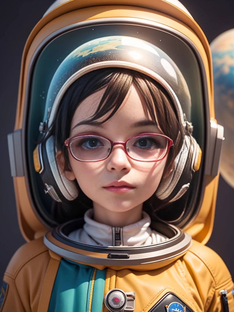 (best quality,4k,8k,highres,masterpiece:1.2),ultra-detailed,(realistic,photorealistic,photo-realistic:1.37),portrait,anime,3D rendering,???,astronaut,adorable,metallic eyeglasses,helmet,detailed digital art,minimalistic,explorer,space,character,boy,miniature,cute,stylish,comic book style,upward gaze,planet background