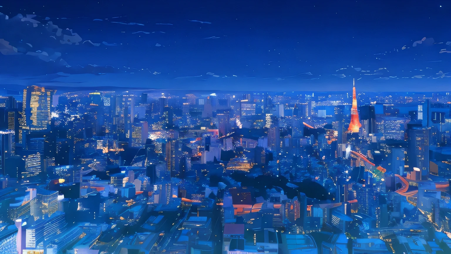 night view、building、Tokyo Tower