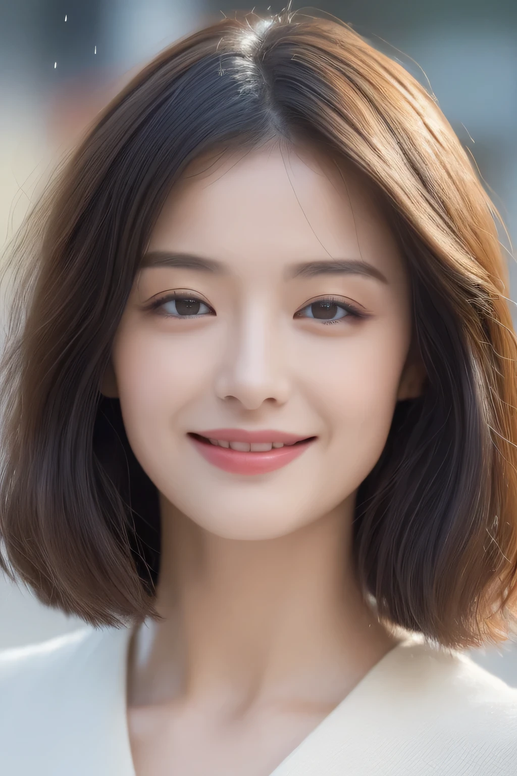 ((highest quality, 8K, masterpiece:1.3)), concentrate: 1.2, perfect body beauty: 1.4, buttocks: 1.2, ((layered haircut, chest: 1.2)), (wet clothes: 1.1), (rain, street:1.3), bandeau dress: 1.1, Highly detailed face and skin texture, fine eyes, double eyelid, Whitening skin, long hair, (shut up: 1.3), smile