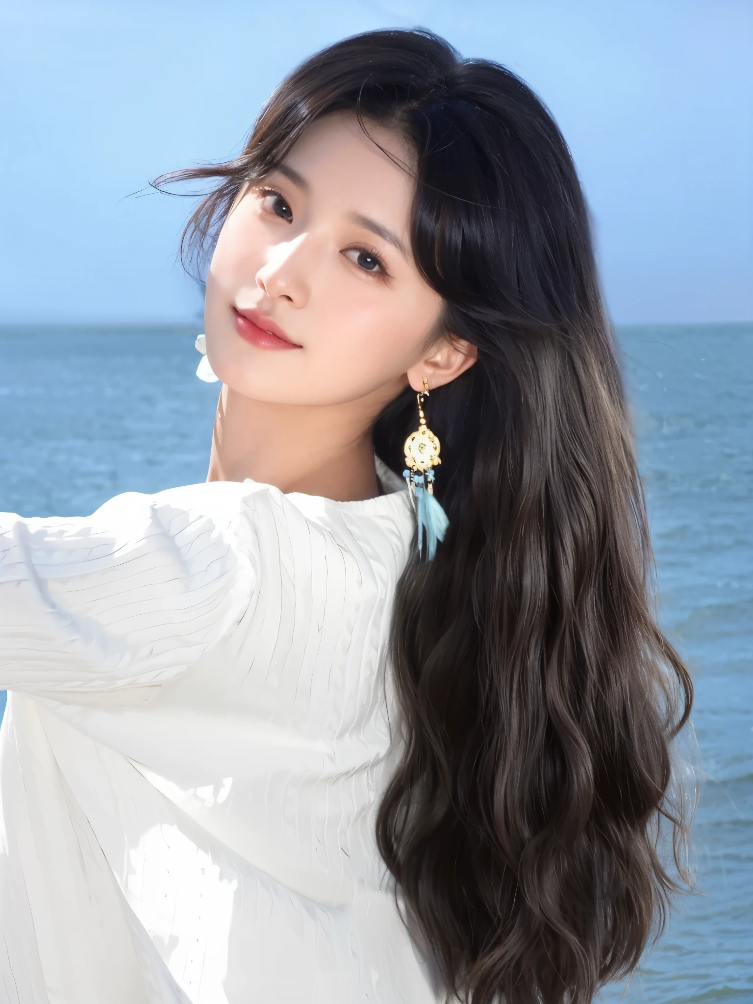 黑long hair的阿拉夫女人用手机自拍, Queen of the Sea Mu Yanling, Bae Xiuzhi, long hair, with white hair, Li Zhien, Li Zhien, Li Zixin, Inspired by Huang Ji, cai xukun, xianxia, Inspired by Tang Yifen, Real photography of the Queen of the Ocean