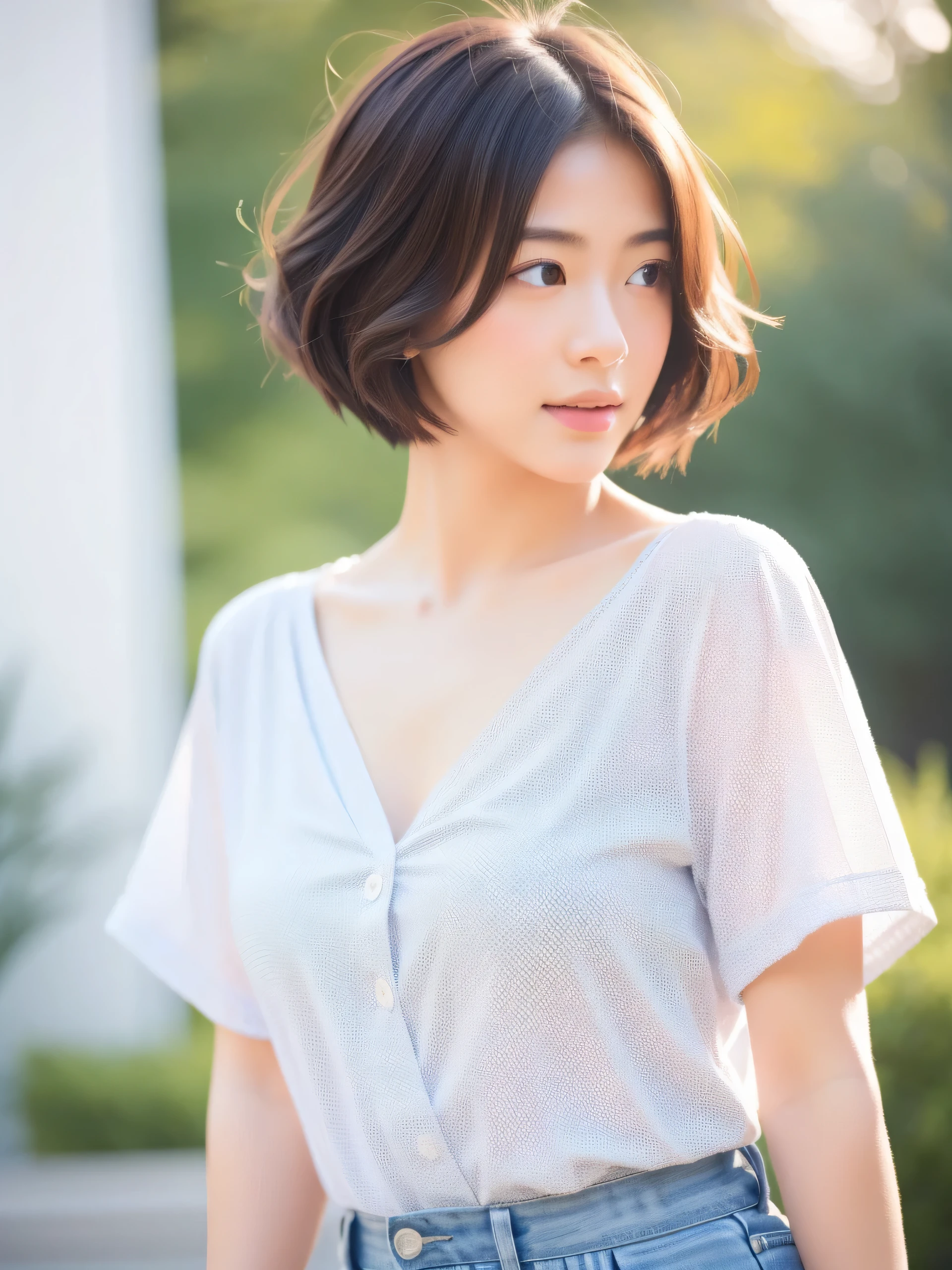 (highest quality, masterpiece:1.1), (realistic:1.4), 1 girl, short hair,