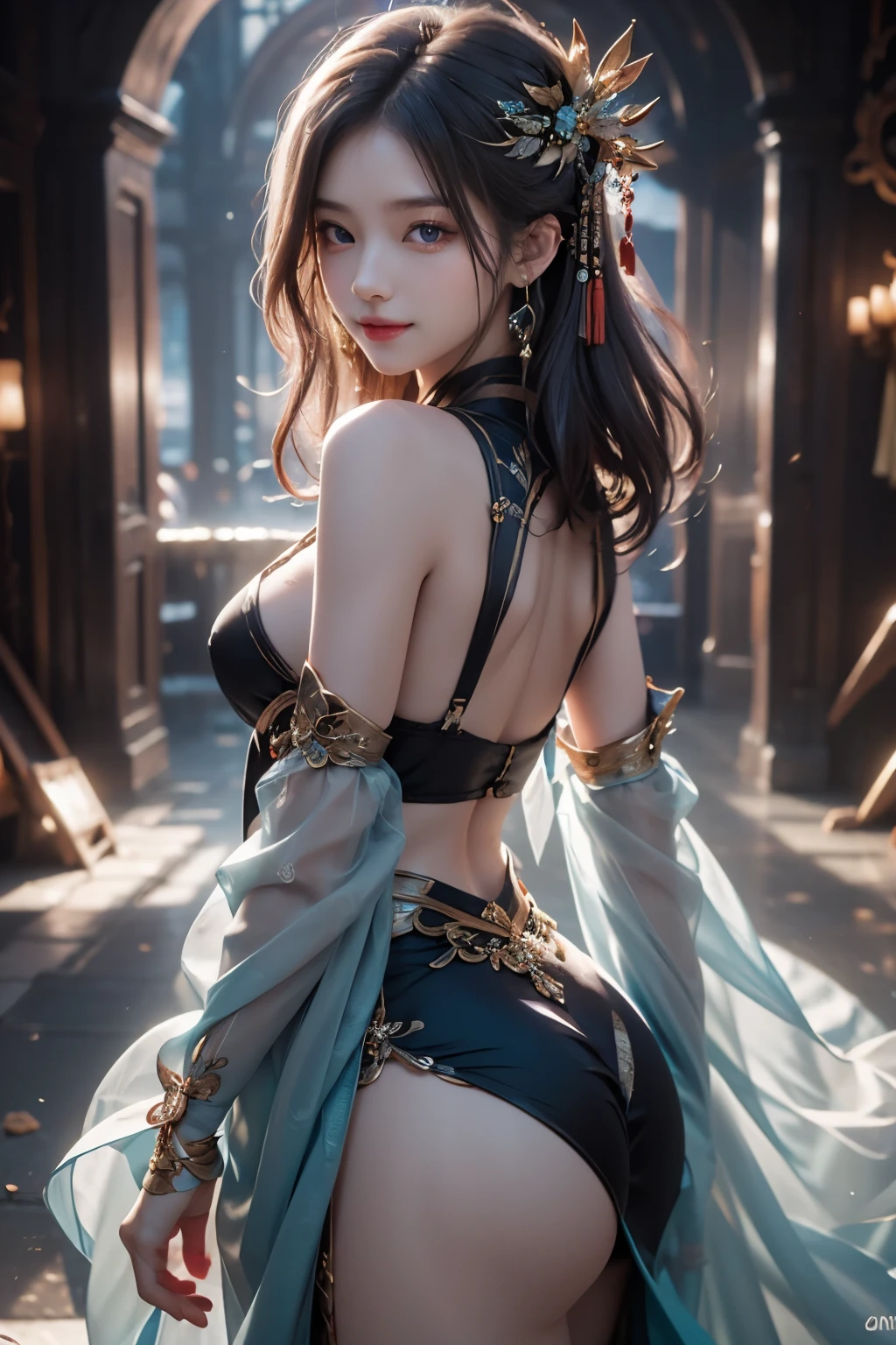 8k, masterpiece, RAW photo, best quality, photorealistic, extremely detailed CG unity 8k wallpaper, Depth of field, Cinematic Light, Lens Flare, Ray tracing, (extremely beautiful face, beautiful lips, beautiful eyes), intricate detail face, ((ultra detailed skin)) , pretty asian girl, ((looking at viewer)),(big smile), (blurry background), midnight, (pretty girl), earrings, bracelets, necklace, clear eyes, (pale skin), face forward, (big eyes), (looking at viewer), large breasts ,((smile)), blue eyes, sparkling dress, open breast, veranda, very slim, (medium butt), see through dress, thick thighs, open breast
Ancient Chinese architecture,National style beautiful girl,Wear revealing Hanfu,Simple clothing, Minimalist style,Mixed Chinese and American races,The background is blurred out,focal,电影灯光, Seven-doppelganger shot,(((tmasterpiece))), ((best qualtiy)), ((Complex and detailed)), ((ultra-realistic realism)), Ridiculous resolution, A MILF, Mature woman, ssee-through, highly detailed, illustratio, 1girll, (mediuml breasts), Thin waist and thick hips,long leges,beatiful detailed eyes, short detailed hair, brunette color hair, a purple eye, blackstockings,lacy clothing,Skirt that wraps hips,tightsuit,with faintly visible,Cool clothing,The body proportions are perfect,(No underwear),pantiess, detailed back ground, perfect eyes, Seductive eye, (nice hand),Detail hands,looking at viewert,From the front,Wear light,juicy legs,deep v big breasts,
