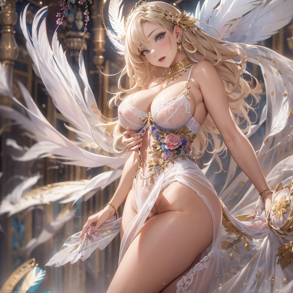 star、(Highly detailed CG Unity 8K wallpaper),(masterpiece), (最high quality), (super detailed), (best illustrations),(best shadow), (sharp eyeliner, eye shadow, fine eyes:1.1), (超High resolution,realistic,最high quality,realistic),(8K,RAW photo,最high quality,マstarプル),mature woman、sensual curves、huge breasts、thighs、bubble、お尻のmasterpiece, 最high quality, Super detailed, full body shot, mature woman, beautiful mature woman, nightgown and underwear, enchanting smile, thick lips, Chubby lips, blush, looking at the viewer, provocative expression, beautiful髪型, cleavage, Plump、curvy hips、attractive face、sexy lingerie、an inviting gaze、Expression of emotions、Lewd underwear、(((erotic see-through lingerie set)))、Standing position、gorgeous accessories 、big breastsの女性, bare shoulders, golden hair, colored feather, metal ornaments, colored flowers, particle, light, (masterpiece, 最high quality, 最high quality, official art, beautiful and aesthetic:1.2), (1 girl:1.3), very detailed,(fractal art:1.1),(colorful:1.1)、(flowers:1.3),most detailed,(zentangle:1.2), (dynamic pose), (abstract background:1.3), (shiny skin), (lots of colors :1.4), ,(earrings:1.4), (feather:1.4),masterpiece, 最high quality, Super detailed, 30~40 years, full body shot, beautiful 、various hairstyles,gold headband,plump breasts,beautiful butt,greek clothing,Tulle covers the breasts,perfectly proportioned, detailed clothing details,marble,god statue,cinematic lighting, film grain, Fuji color, 8K, masterpiece, Super detailed, high detail, high quality, High resolution,(((NSFW:1.2)))、exposed chest、Openwork decoration,(((see through dress)))、(((anatomically correct body))) , 最high quality, Super detailed, (((Lewd underwear)))、raise your butt, from below, (((R-18)))、Hakari、thighs, big breasts, Are standing, cowboy shot, blush, (((1 girl))), (masterpiece:1.3), (High resolution), (8K), (very detailed), perfect face, Nice eyes and face, (((最high quality))), (Super detailed), detailed face and eyes, (alone), High resolution、beautiful目,(((sexy pose)))、(((big breasts)))、((beautiful eyes))、luxury、(((超High resolution)))、(((detailed description)))、(((Chubby body type)))、(((Body parts that match the anatomy)))、beautiful長いまつ毛、well-balanced body shape、2book arm、2 feet、Just the right size for legs and arms、Fishnet tights、glamorous、(((Clear white and black eyes)))、lipstick、Sparkling、Undistorted face, eyes, and body、jewelry、gem