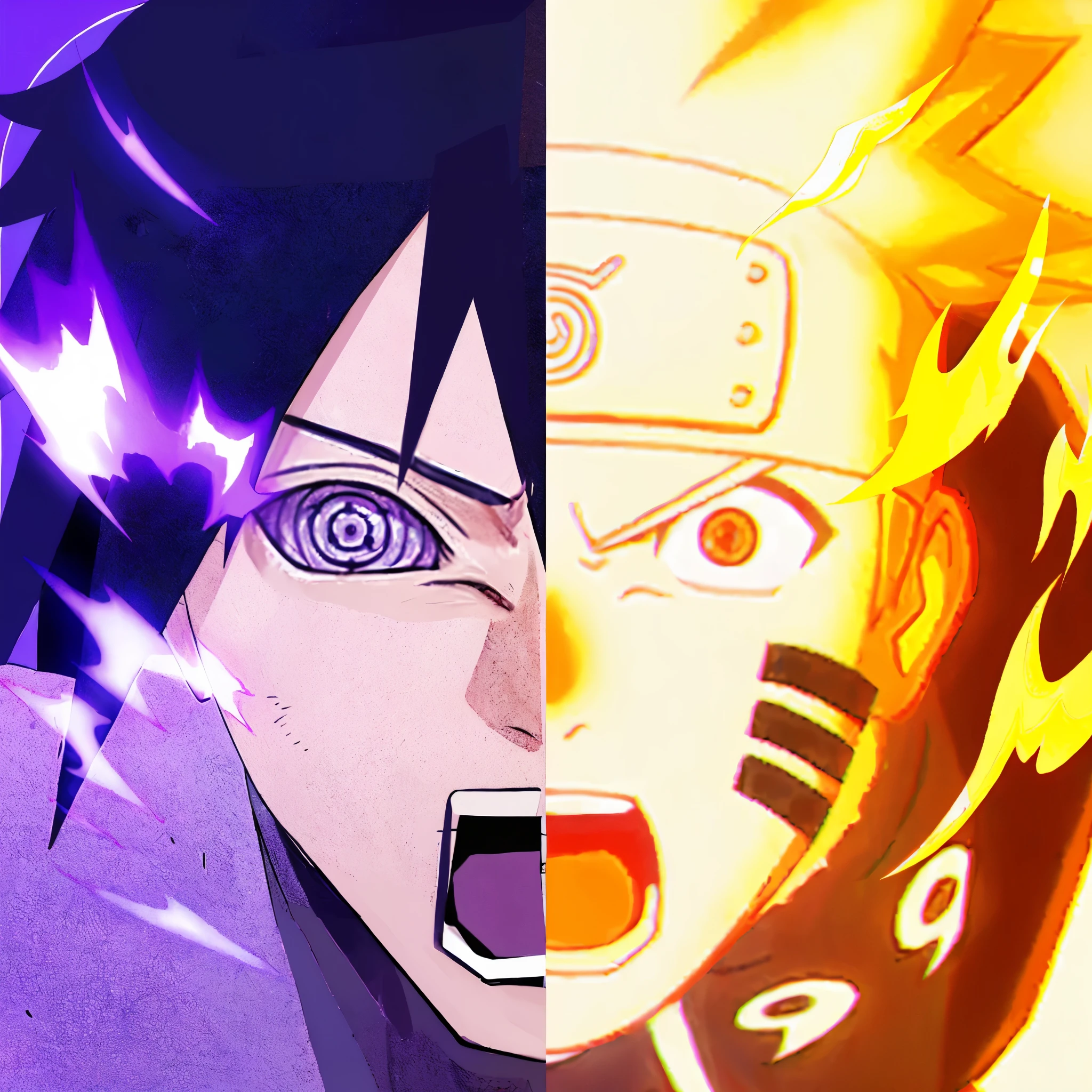 Sasuke's face on the left and Naruto's face on the right, very powerful character from Naruto, portrait, highly detailed Sasuke Naruto portrait, badass anime 8 K, Sasuke Naruto, Naruto, wojtek fus, artgerm 4 K, epic 8 K HD anime footage, Sasuke Naruto from Naruto, anime wallpaper 4 K