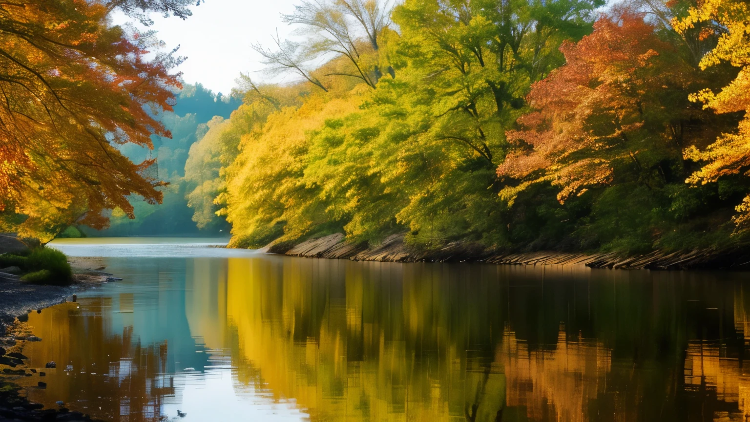 (best quality:1.2,ultra-detailed,realistic:1.37),raw photo,film grain,lomo,river,landscape,natural lighting,vivid colors,serene atmosphere,reflection,nature scenery,peaceful,harmonious scene,soft focus,moody ambiance,gentle flow of water,tranquil,calming,misty environment,sunlight filtering through trees,subtle shadows,dream-like,relaxing,ethereal,blissful,embrace of nature,serene waters,colorful foliage,tranquility,perfect harmony,serenity.