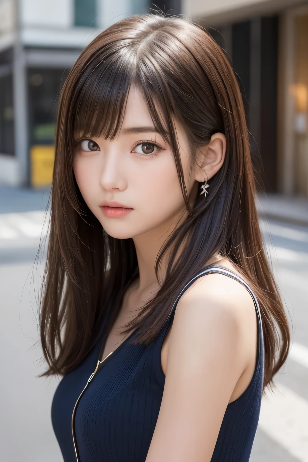 one girl, (a beauty girl, delicate girl:1.3), (15 years old, gal:1.3),
break, (national costume:1.3),
break, very fine eye definition, (symmetrical eyes:1.3),
break, (street view:1.2),
break, small breasts, brown eyes, parted bangs, brown hair,  girl,
break, (eyes and faces with detailed:1.0),
break, (masterpiece, best quality, ultra detailed, detailed face, 8k)  