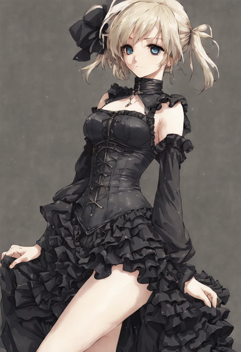Yoshitaka Amano final fantasy 6 art style full-body profile shot epic perspective Naked, tits hot and curvaceous anime babe Alice in Wonderland tied up with bandages wearing a highly enticing and alluring Victorian style goth dress with corselette and frilled lace skirt, strikingly beautiful young lady, hot and curvaceous babe sparsely clothed, Sakimichan ero style anime Artwork, gothpunk