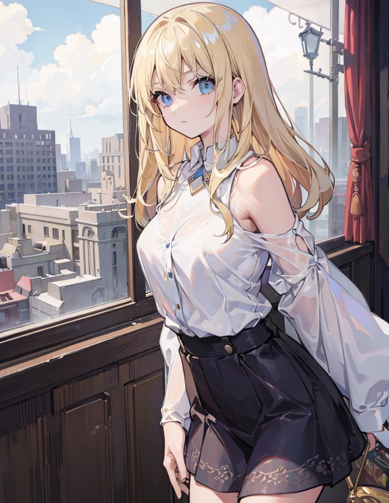 (masterpiece), (best quality), (detailed), Lightweight layer，blond，long hair，a beautiful girl，two-dimensional，indifferent，Handsome，cool，maniac，hand repair