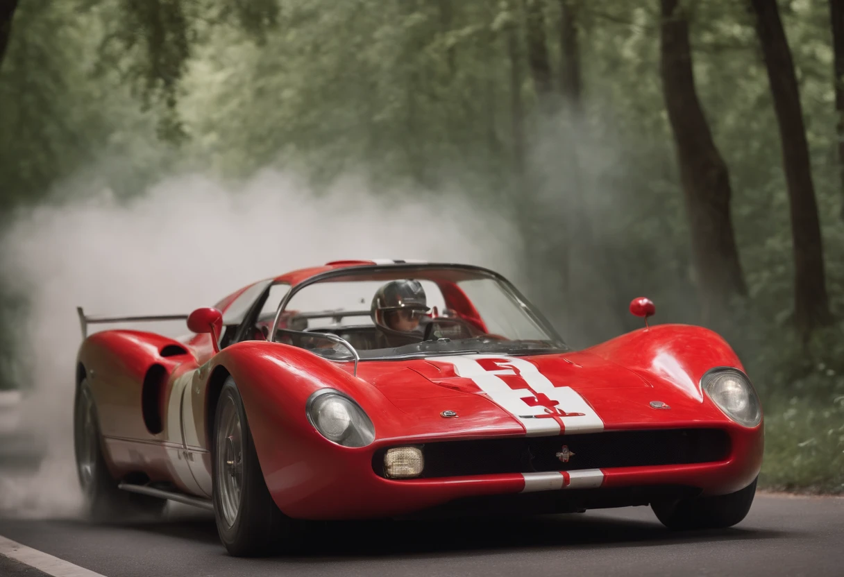 red race car, in the style of sam spratt, historical illustrations, old masters, genndy tartakovsky, soggy, masaccio, monochromatic realism --ar 63:128 --stylize 750 --v 6