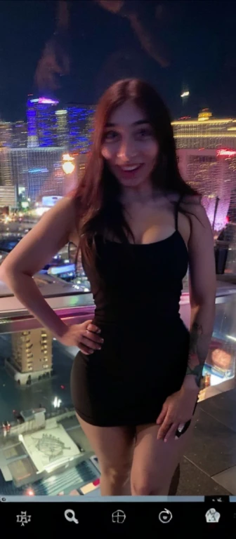 arafed woman standing on a balcony, 3 0 years old woman, 30 years old woman, around 20 yo, in las vegas, standing in a dimly lit room, at future neon light rooftop, 1 8 yo, wearing black, 2 , 2 8 years old huge tits, no clothes, sexy, cute, wide hips, thick thighs, pear-shaped body, minimal clothes, thick, extra wide hips, bbw, wide girl, giant tits, tits busting out, nipple showing, spilling out the side, sideboob, fat showing, minimal clothes, thick, thicc, upper body zoom, showing waist, hard nipples, see through top