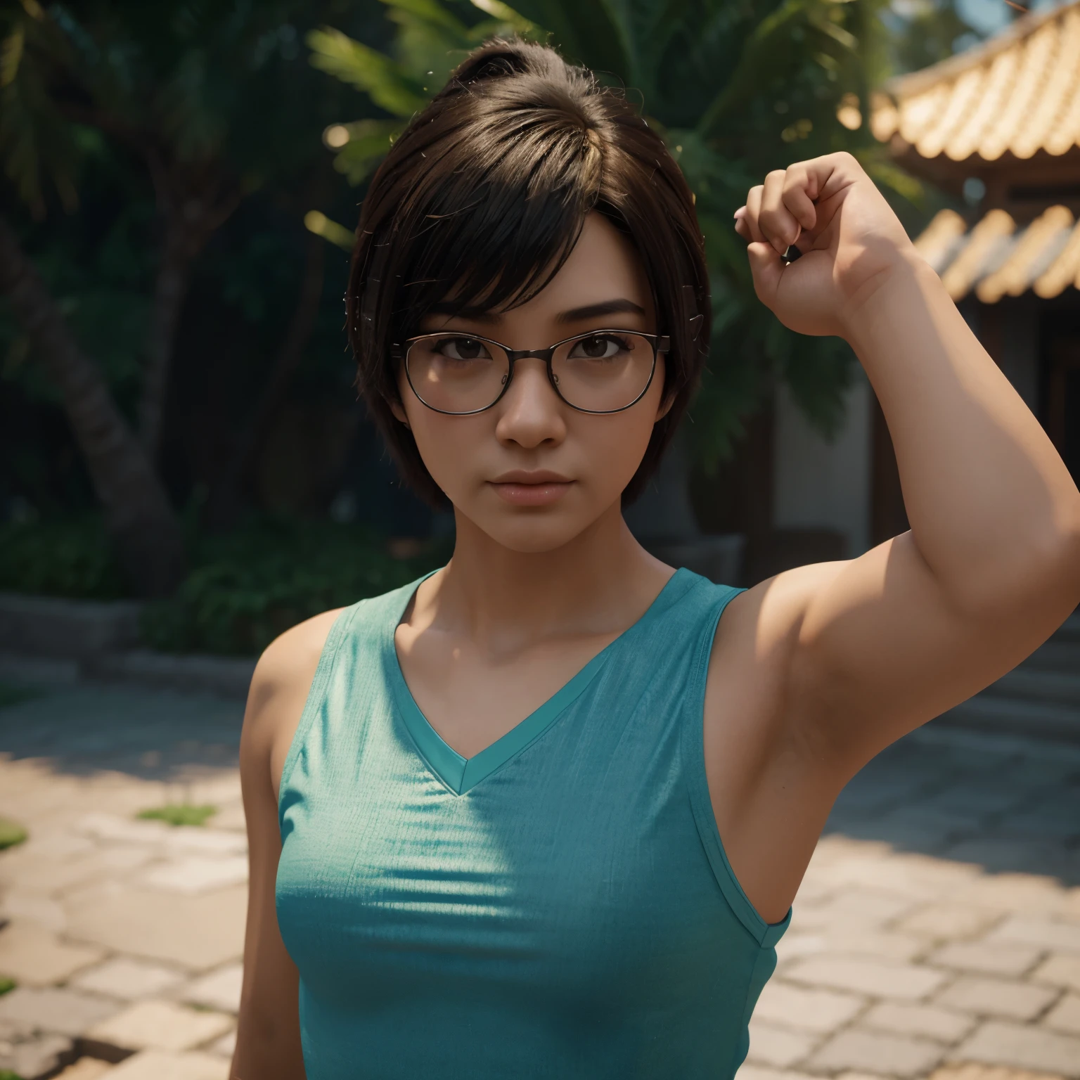 3D cartoon character of a boy of Chinese descent with a cute and wise face. wearing glasses. His hair is the style of an ancient Chinese martial artist. wearing half a singlet t-shirt and the other half a Chinese martial artist outfit, animation character, Caractere estilizado, animation style rendering, 3D estilizado, Arnold Maya render, 3 d render stylized, toon render keyshot, Personagem 3D, Personagem 3D, 3d rendering stylized, 3 d character render, personagem de desenho animado, Personagem de close up, Pose de personagem, (Estilo Pixar) (master part:1.2) (Bokeh) (best quality) (pele detalhada) (textura detalhada) (8k) (argila) (Cinematic lighting) (foco nítido