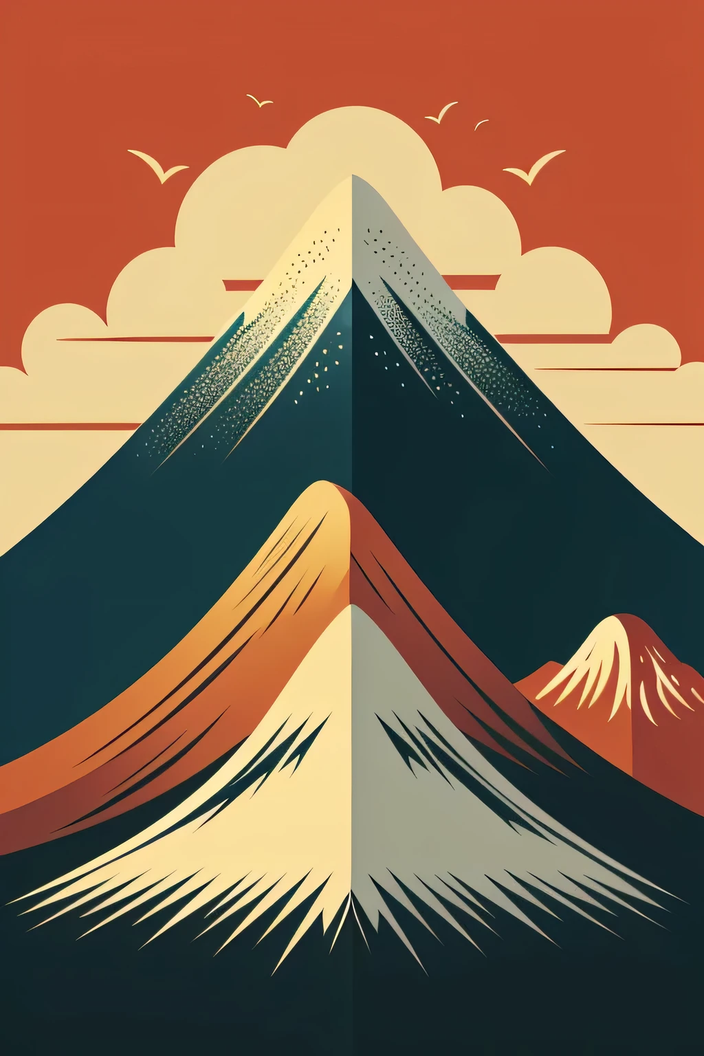 beautiful mountain in Japanese vector art style