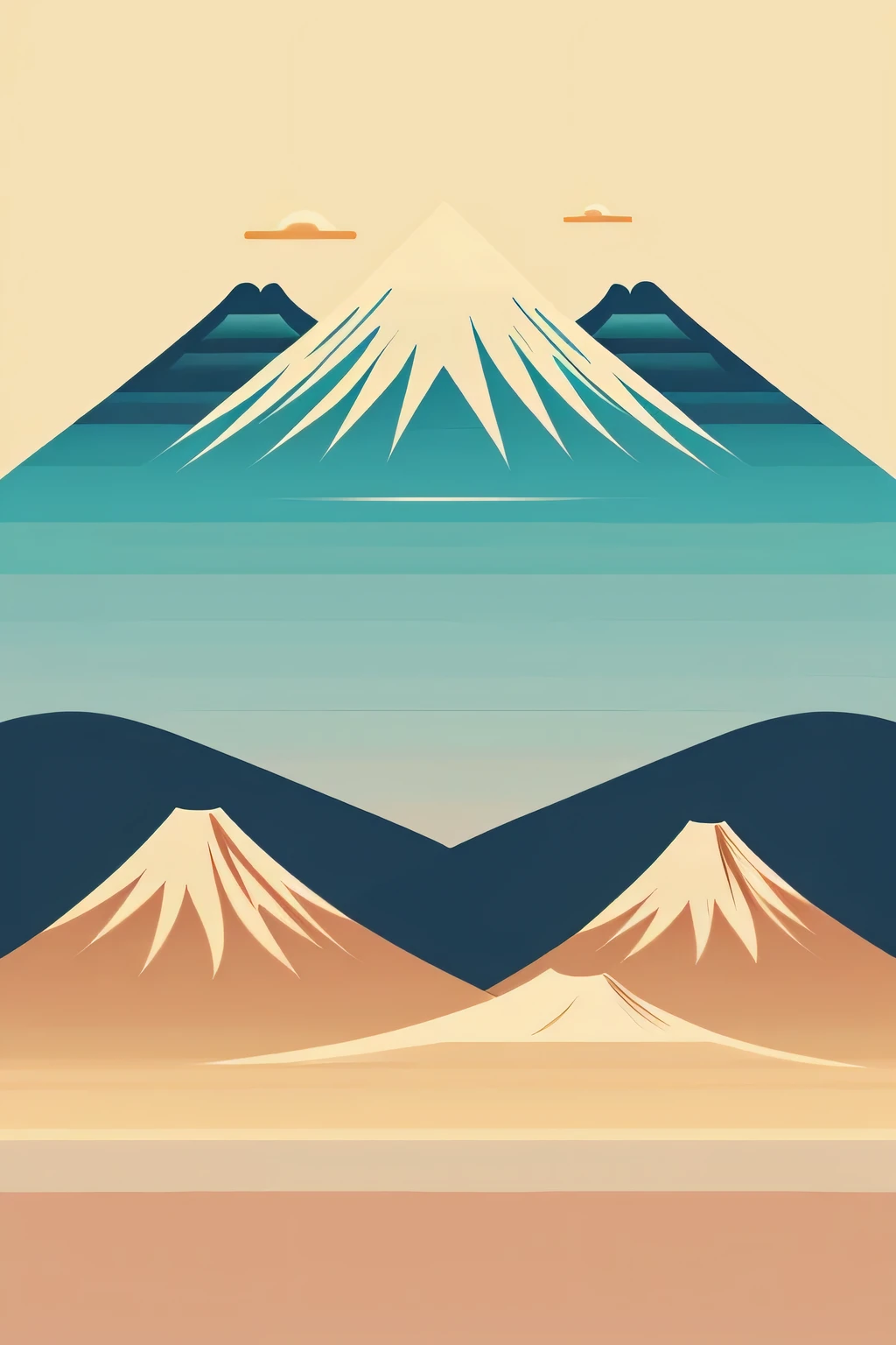 beautiful mountain in Japanese vector art style