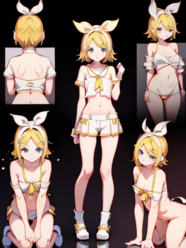 nsfw,Kagamine Rin、standing position、hot pants、crying face
