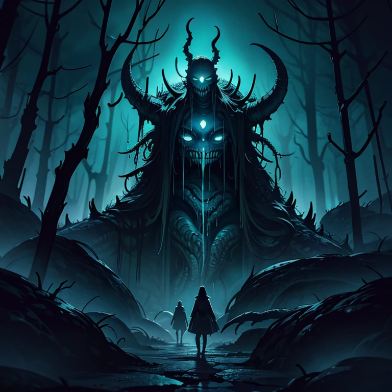 (best quality,4k,8k,highres,masterpiece:1.2),dark and eerie atmosphere,ominous horror aesthetic,elaborate and detailed scenery,portraits of cosmic horrors and monstrous entities,surreal and nightmarish imagery,lovecraftian horror elements,midnight blue and deep purple color palette,otherworldly lighting,unfathomable and indescribable landscapes,shadowy and tentacled creatures,frightening and grotesque abominations,macabre and uncanny art style,haunting and unsettling ambiance,cryptic symbols and ancient manuscripts,eldritch and unearthly beings,phthalo green and sickly yellow color accents,cthulhu-esque monstrosities,shadows of unspeakable dread,lurking and ancient evils,subtle details revealing a sense of cosmic horror.