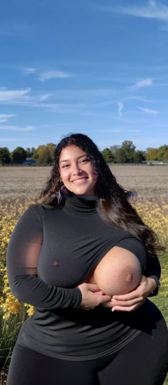 arafed woman n in a field with a blue sky, profile picture, profile pic, with a tree in the background, profile image, headshot profile picture, profile shot, with earth in the background, alanis guillen, 🍂 cute, with a park in the background, top half of body, full body shot close up, neck zoomed in, upper body close up, Big tits, huge tits, no clothes, sexy, cute, minimal clothes, thick, bbw, chubby stomach, thick nipples, nipple piercings, large areola, hard nipples, piercing through shirt, nipples hard through shirt, chubby stomach showing, tummy spilling over the side, muffin top, no pants, stomach too big for panties, super extra wide hips, huge hips, thick hips, standing, shown down to hips