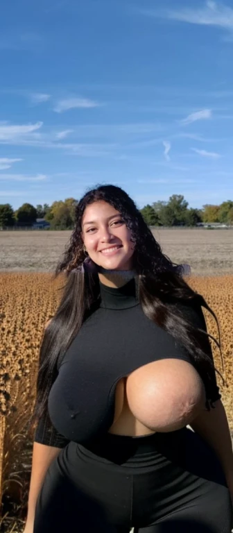 arafed woman n in a field with a blue sky, profile picture, profile pic, with a tree in the background, profile image, headshot profile picture, profile shot, with earth in the background, alanis guillen, 🍂 cute, with a park in the background, top half of body, full body shot close up, neck zoomed in, upper body close up, Big tits, huge tits, no clothes, sexy, cute, minimal clothes, thick, bbw, chubby stomach, thick nipples, nipple piercings, large areola, hard nipples, piercing through shirt, nipples hard through shirt, chubby stomach showing, tummy spilling over the side, muffin top, no pants, stomach too big for panties, super extra wide hips, huge hips, thick hips, standing, shown down to hips
